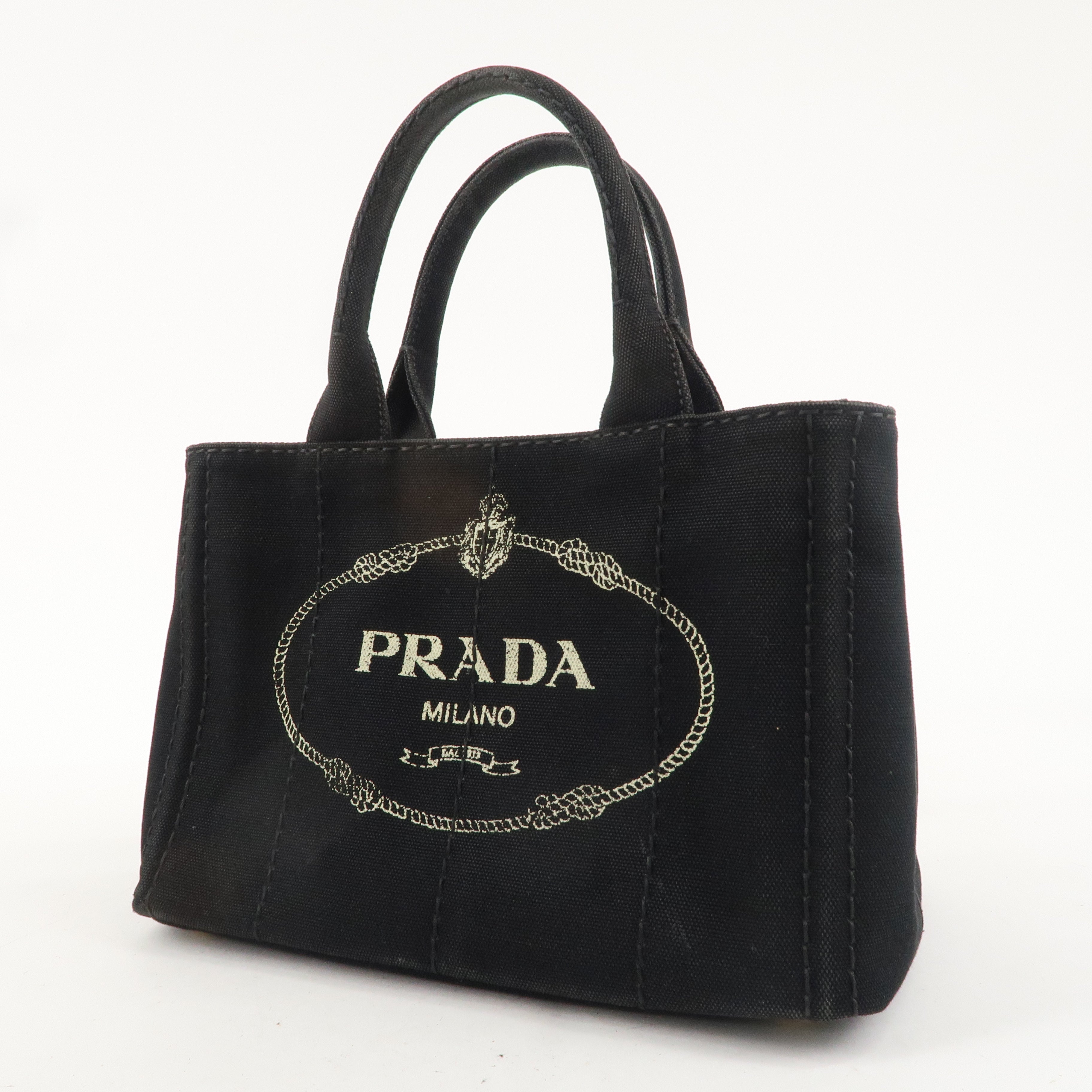 PRADA Canapa Mini Canvas 2Way Bag Shoulder Bag Black 1BG439