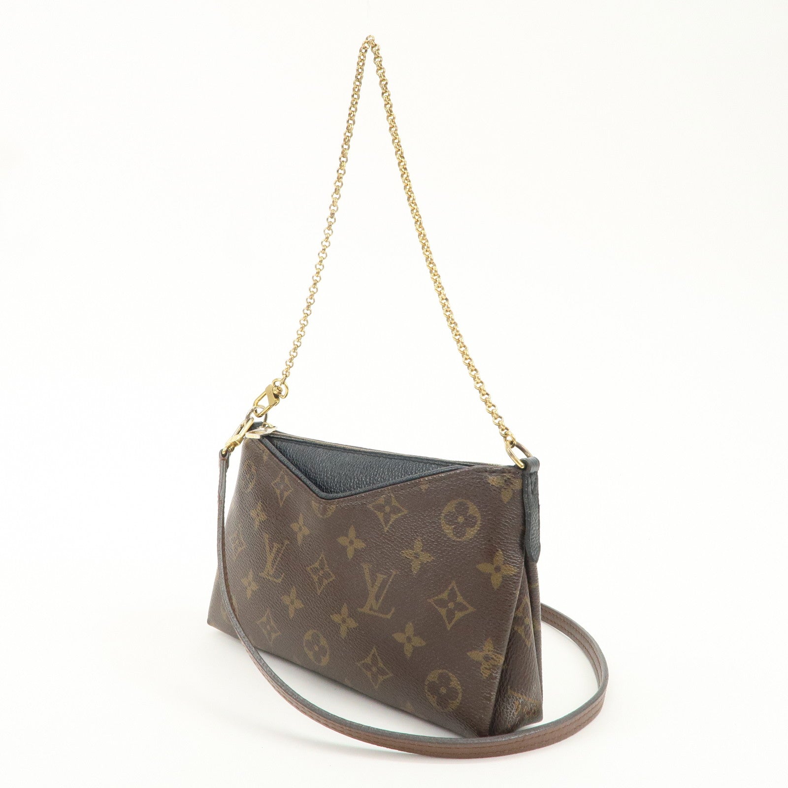 Louis Vuitton Monogram Pallas Clutch 2Way Shoulder Bag Noir M41639