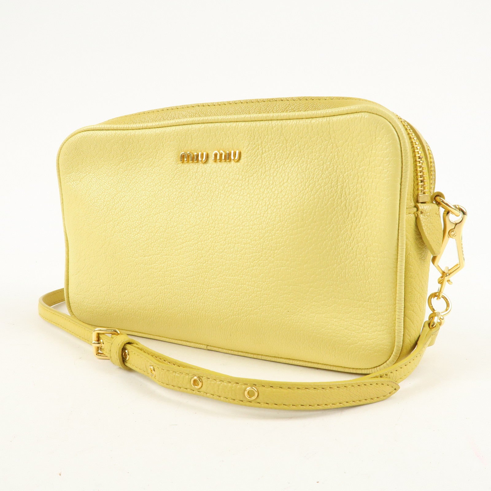 MIU MIU Leather MADRAS BICOLORE Shoulder Bag Yellow RT0539