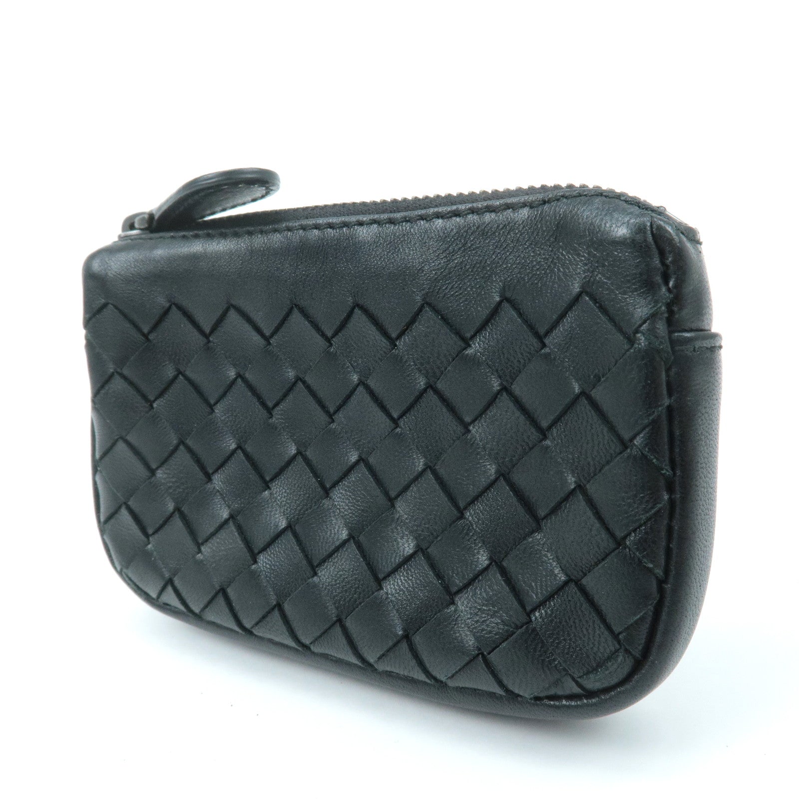 BOTTEGA VENETA Intrecciato Leather Coin Case Black 233808