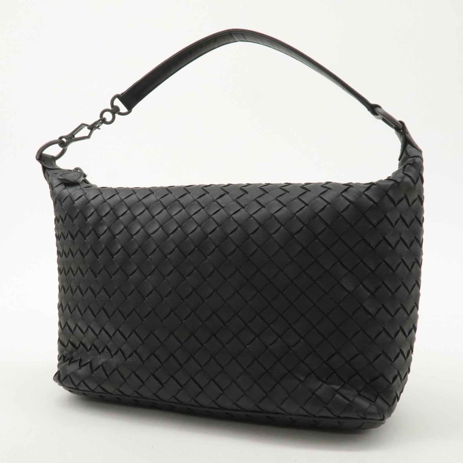 BOTTEGA VENETA Intrecciato Leather Shoulder Bag Black 239988