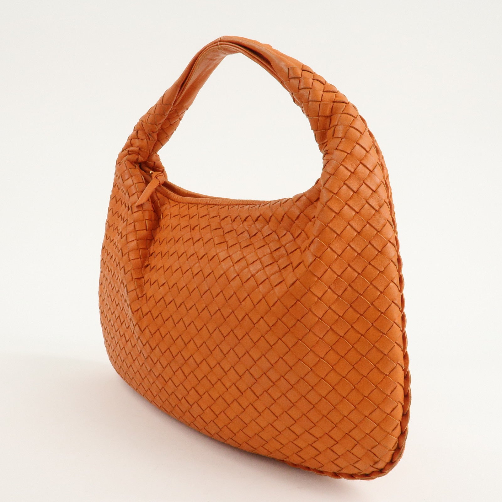 BOTTEGA VENETA Hobo Intrecciato Leather Shoulder Bag Orange 115653