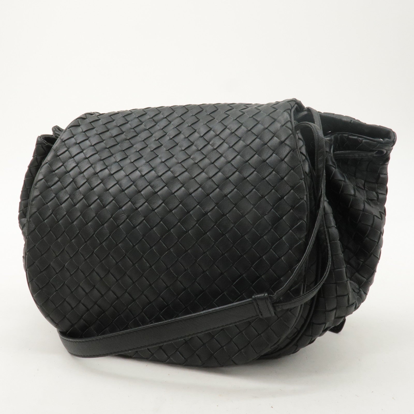 BOTTEGA VENETA Intrecciato Leather Shoulder Bag Black