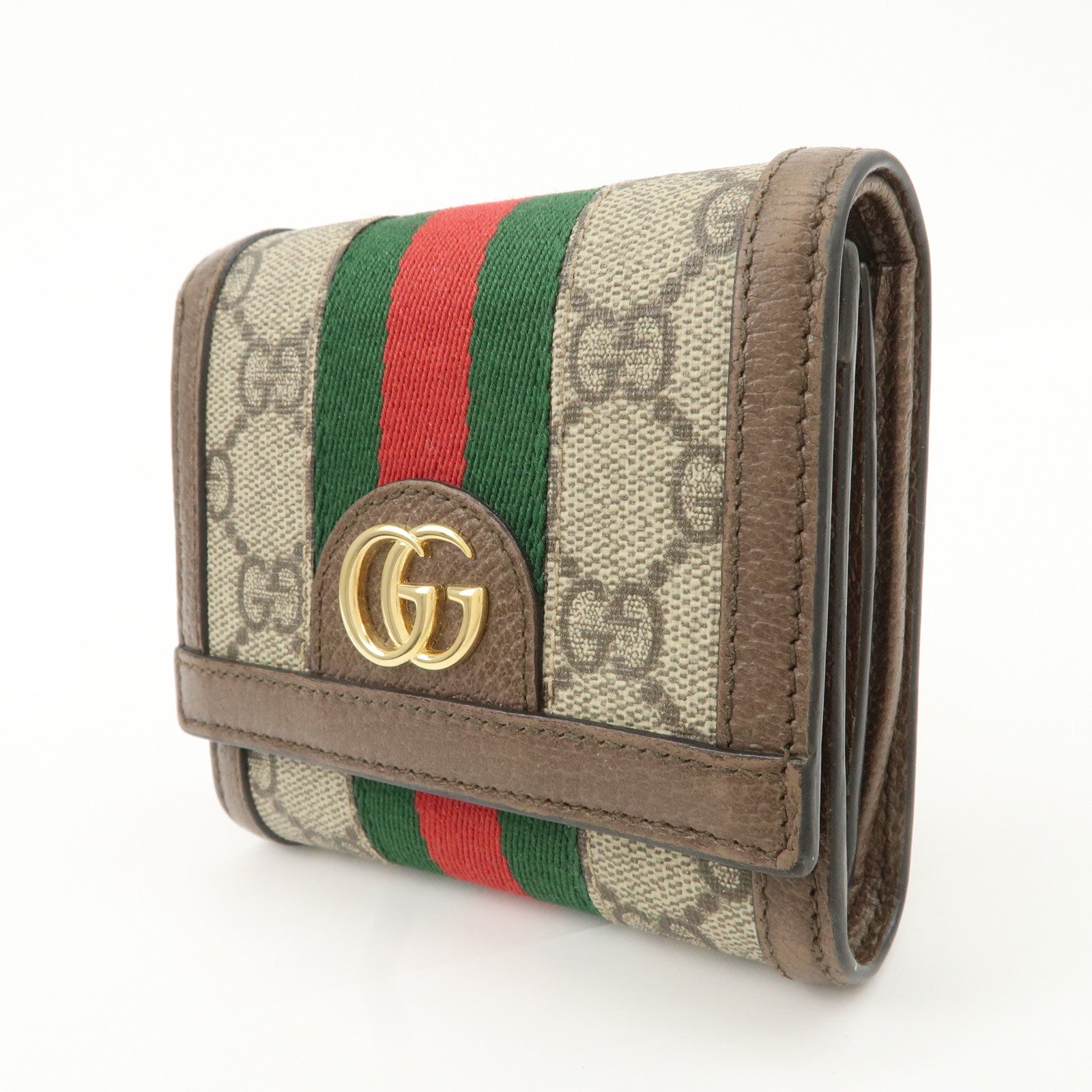 GUCCI Ophidia Sherry GG Supreme Leather Bifold Wallet 598662 Used