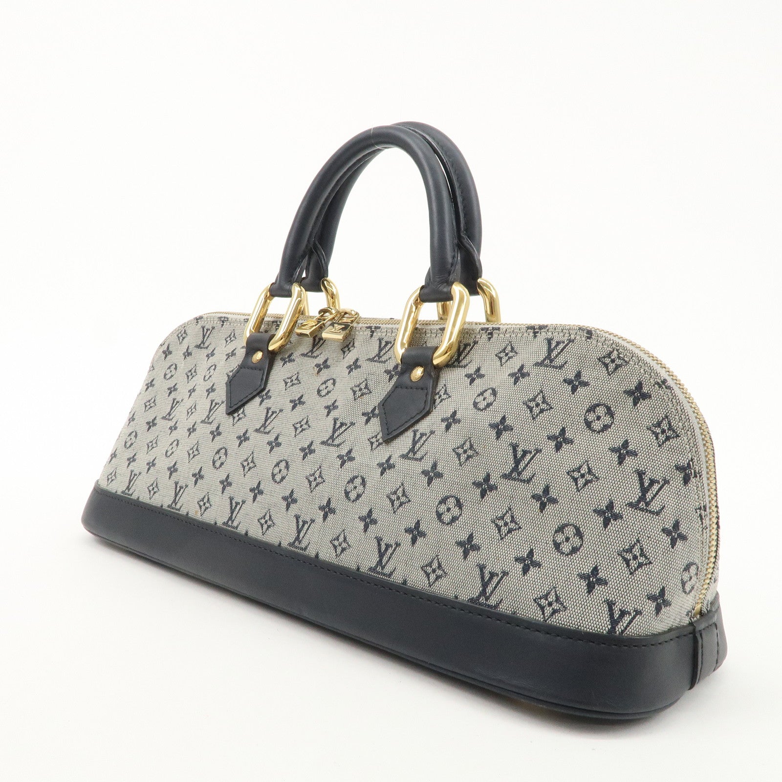 Louis Vuitton Monogram Mini Alma Long Hand Bag Blue M92205 Used