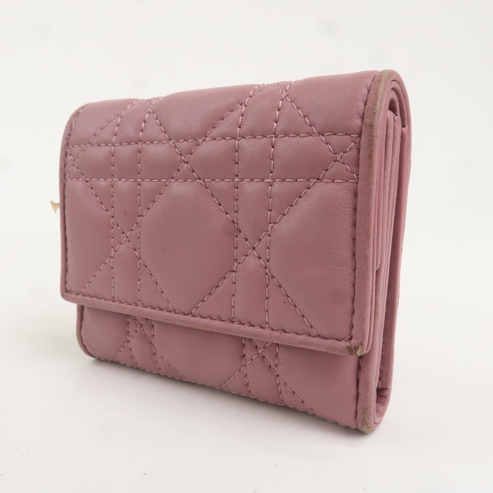 Christian Dior Cannage Leather Lotus Wallet Pink