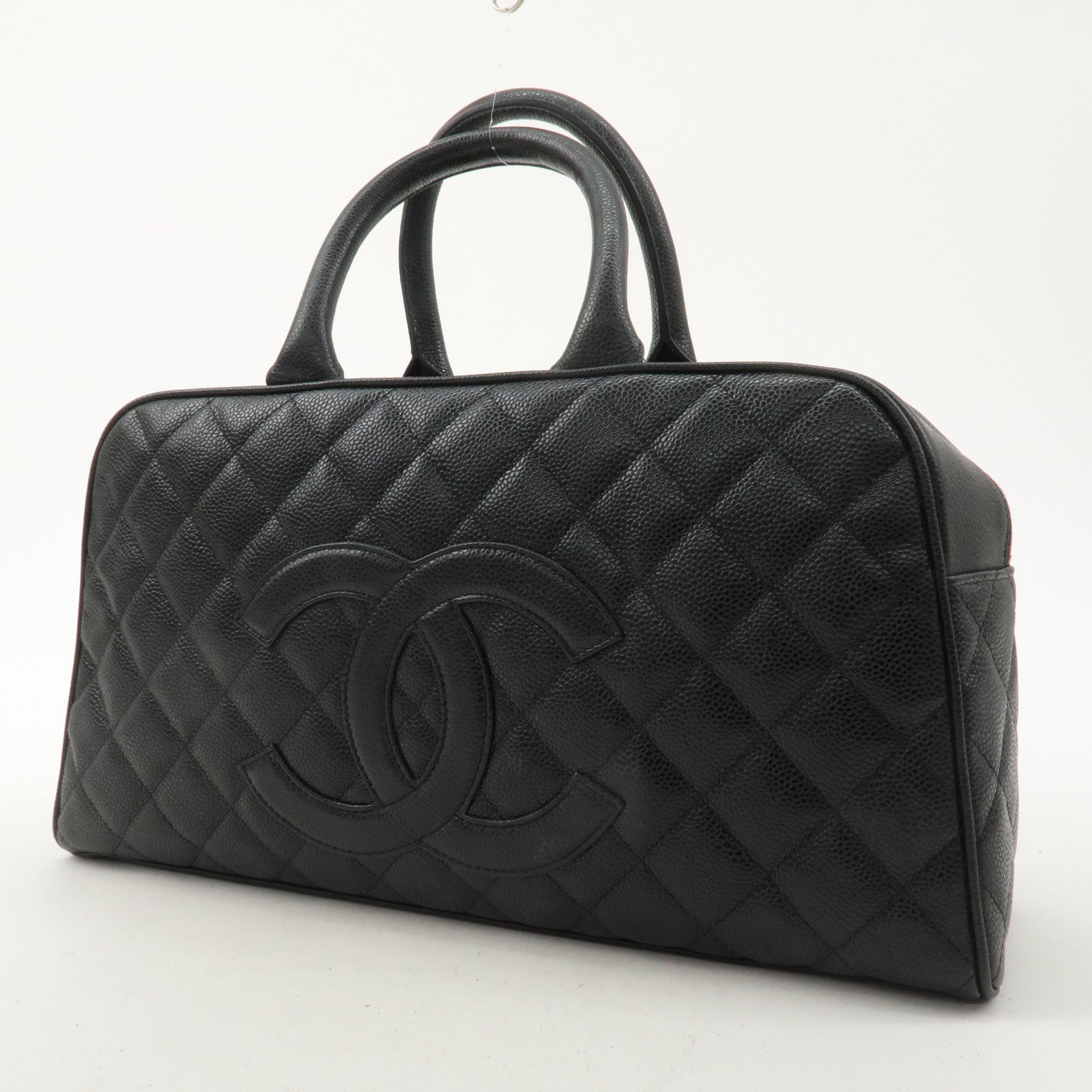 CHANEL Matelasse Caviar Skin Boston Bag Hand Bag Black A20997