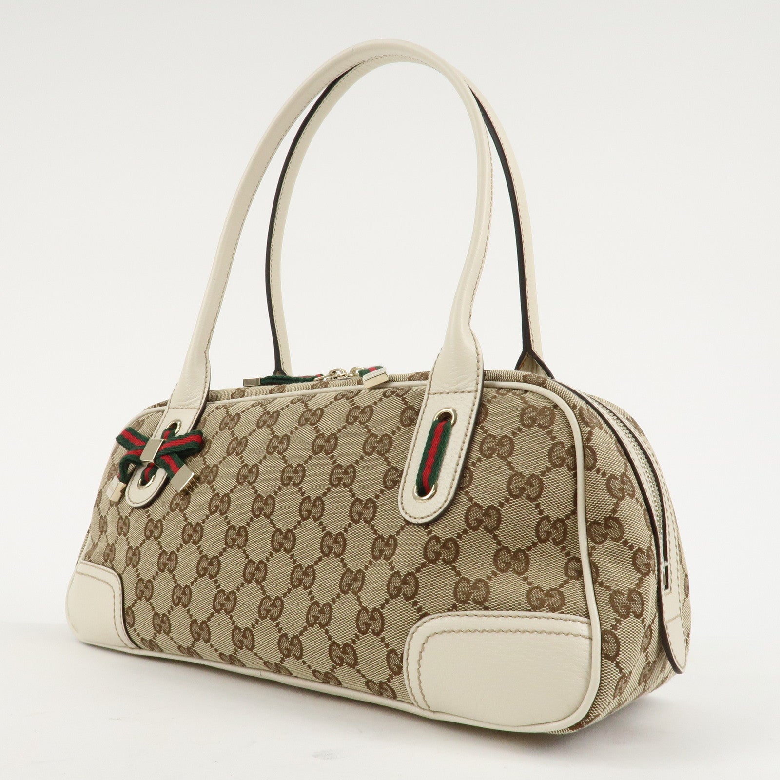 GUCCI Princy Sherry GG Canvas Leather Mini Boston Bag Beige 161720