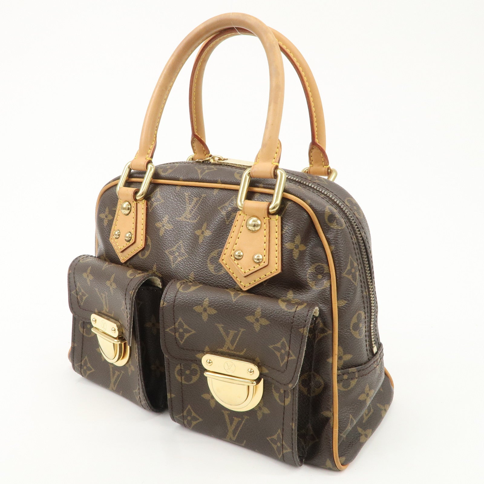 Louis Vuitton Monogram Manhattan PM Hand Bag Brown M40026 Used