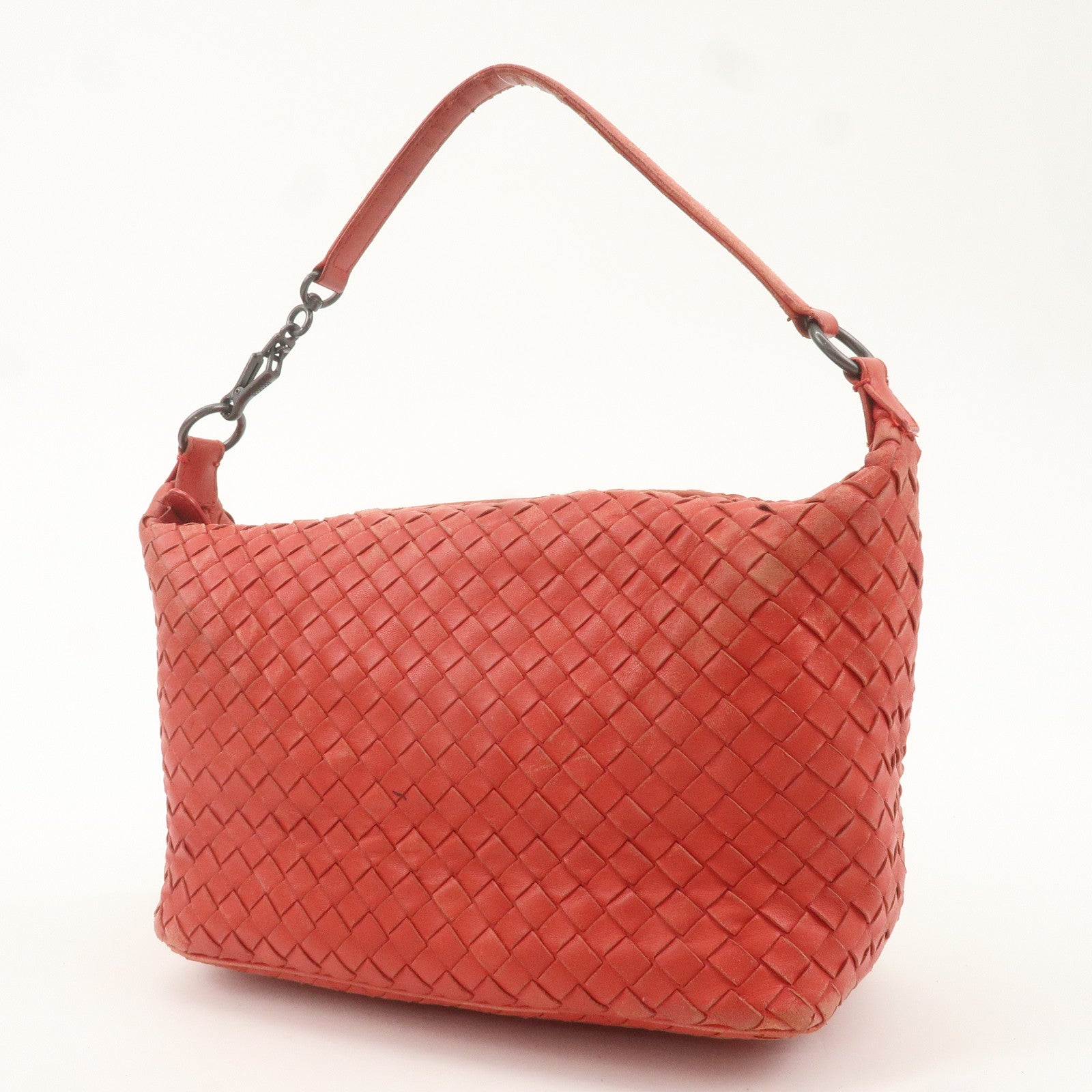 BOTTEGA VENETA Intrecciato Leather Shoulder Bag Red 239988