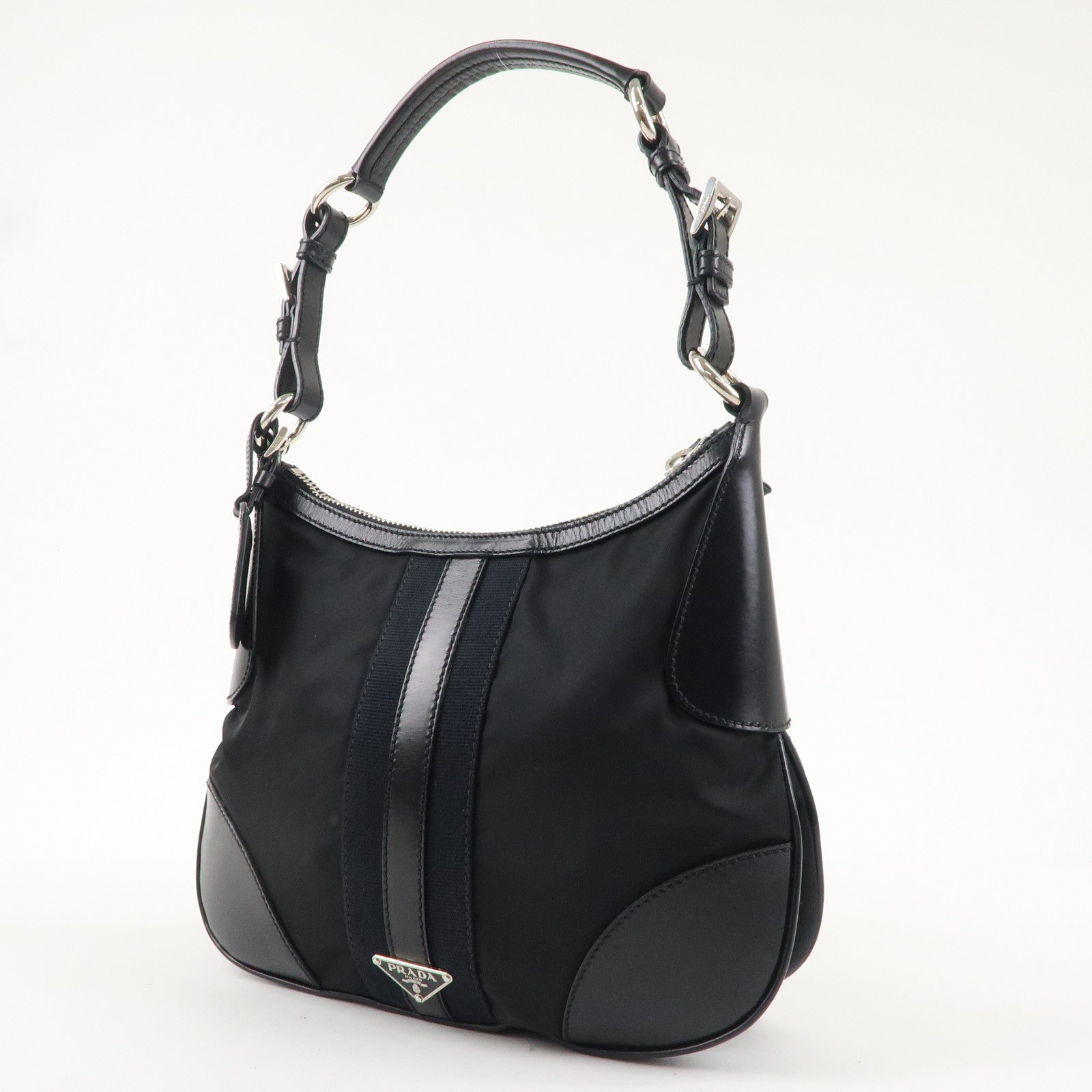 PRADA Nylon Leather One Shoulder Bag NERO Black