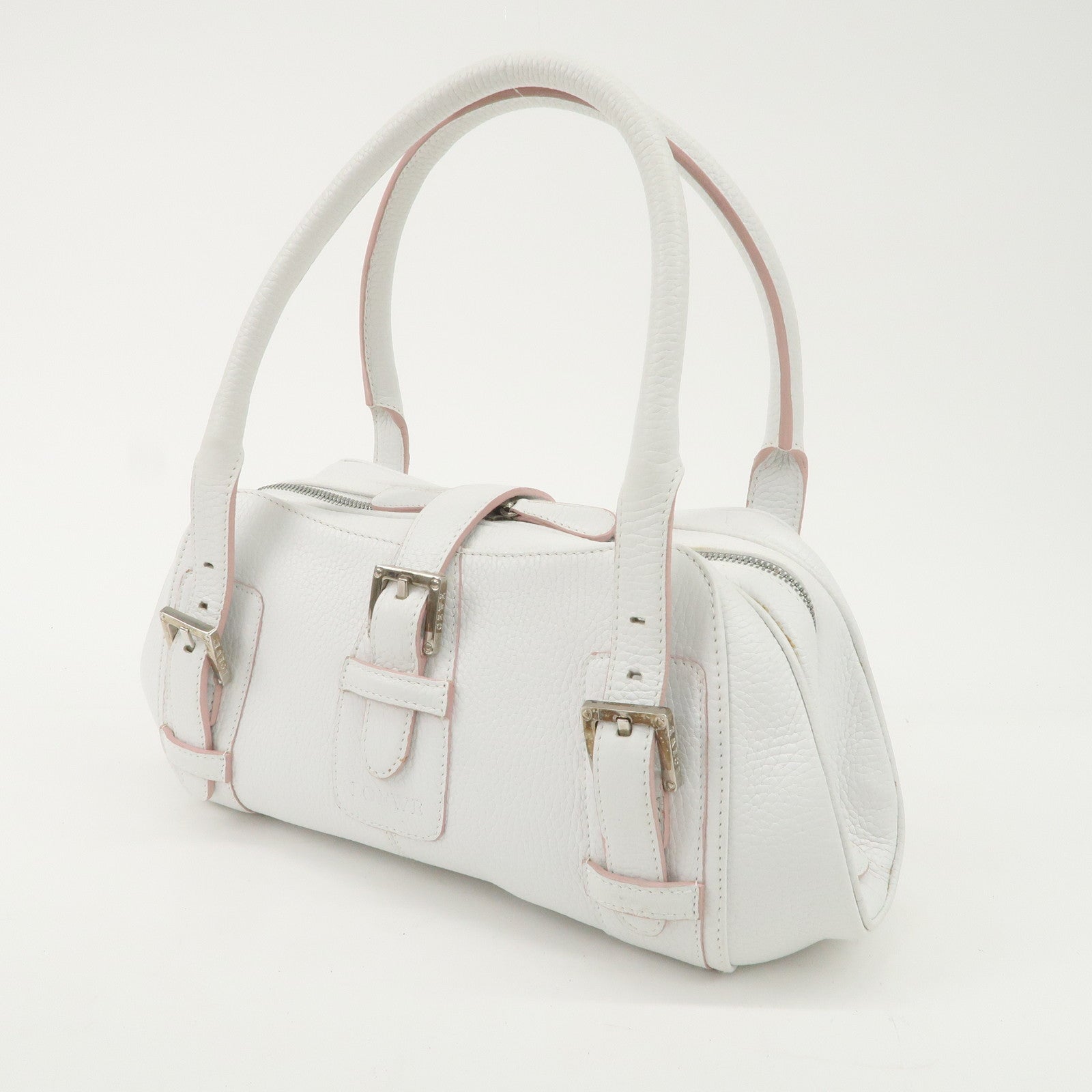 LOEWE Leather Senda Boston Bag Hand Bag White