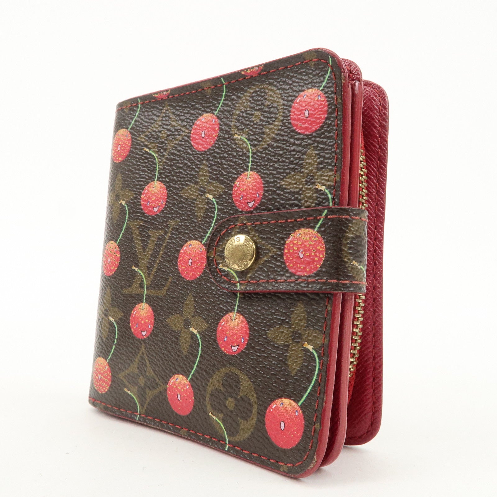 Louis Vuitton Monogram Cherry Compact Zip Bi-fold Wallet M95005 Used