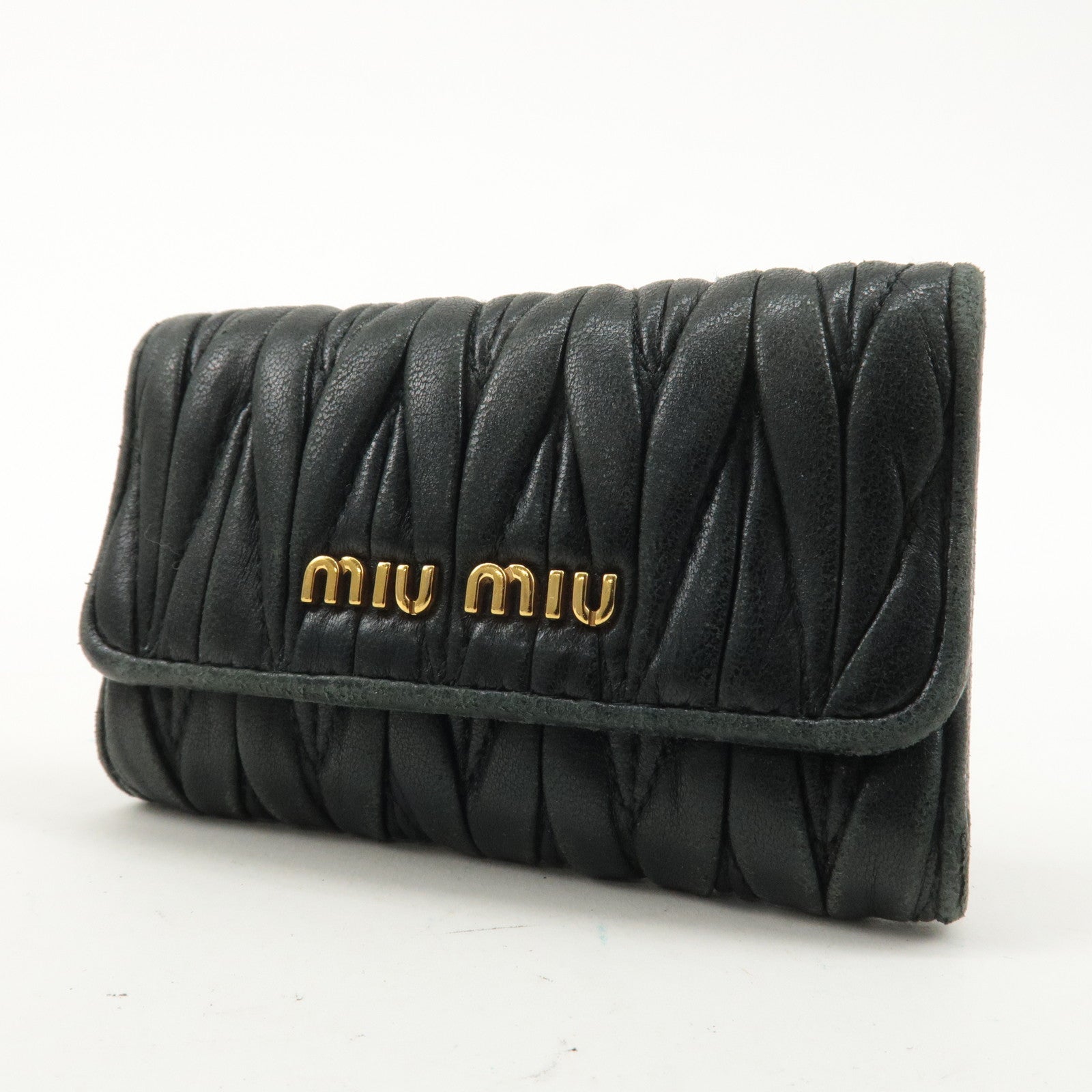 MIU MIU Set of 2 Matelasse Leather ６ Hook Key Case Black