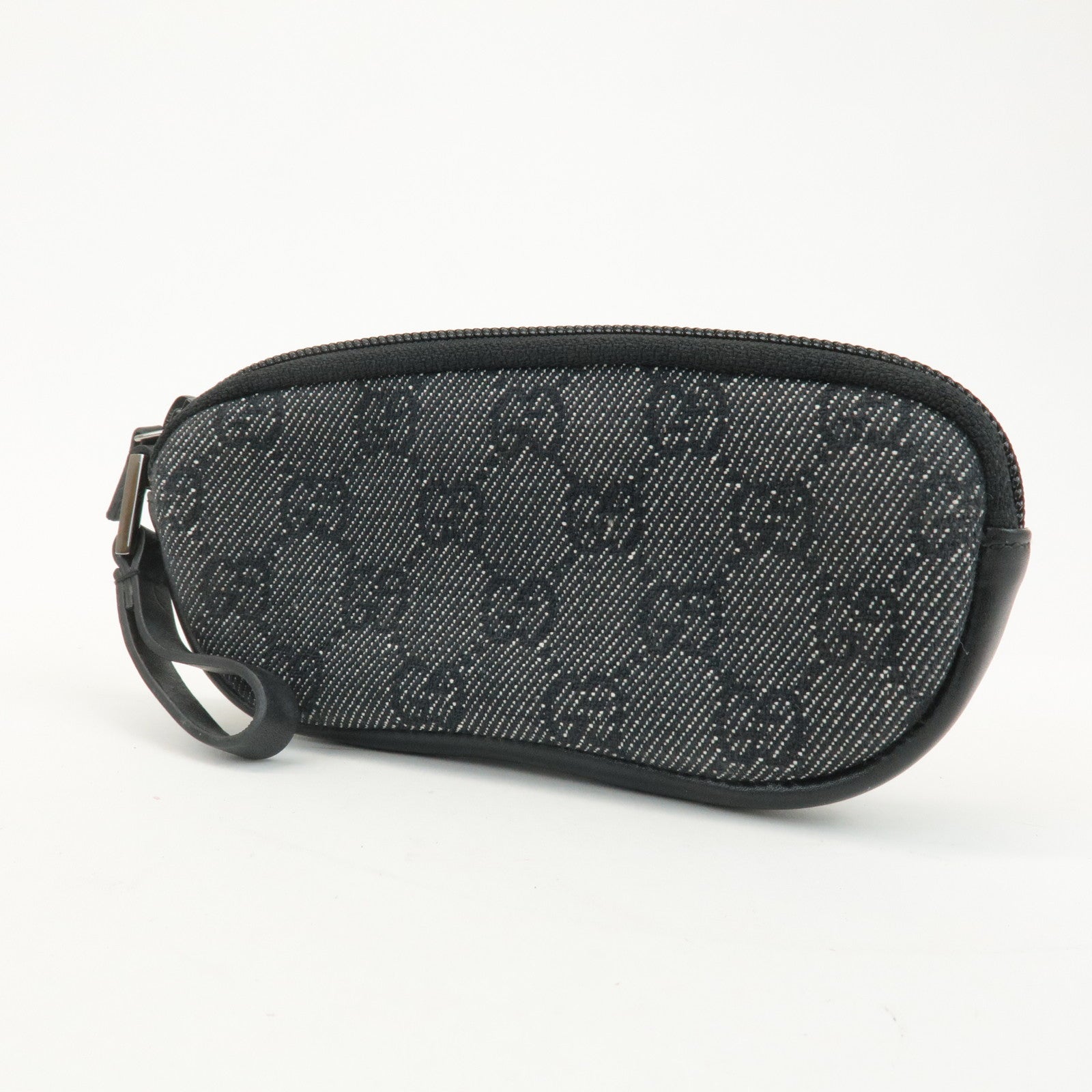 GUCCI GG Denim Leather Pouch Glasses Case Black 3970 Used