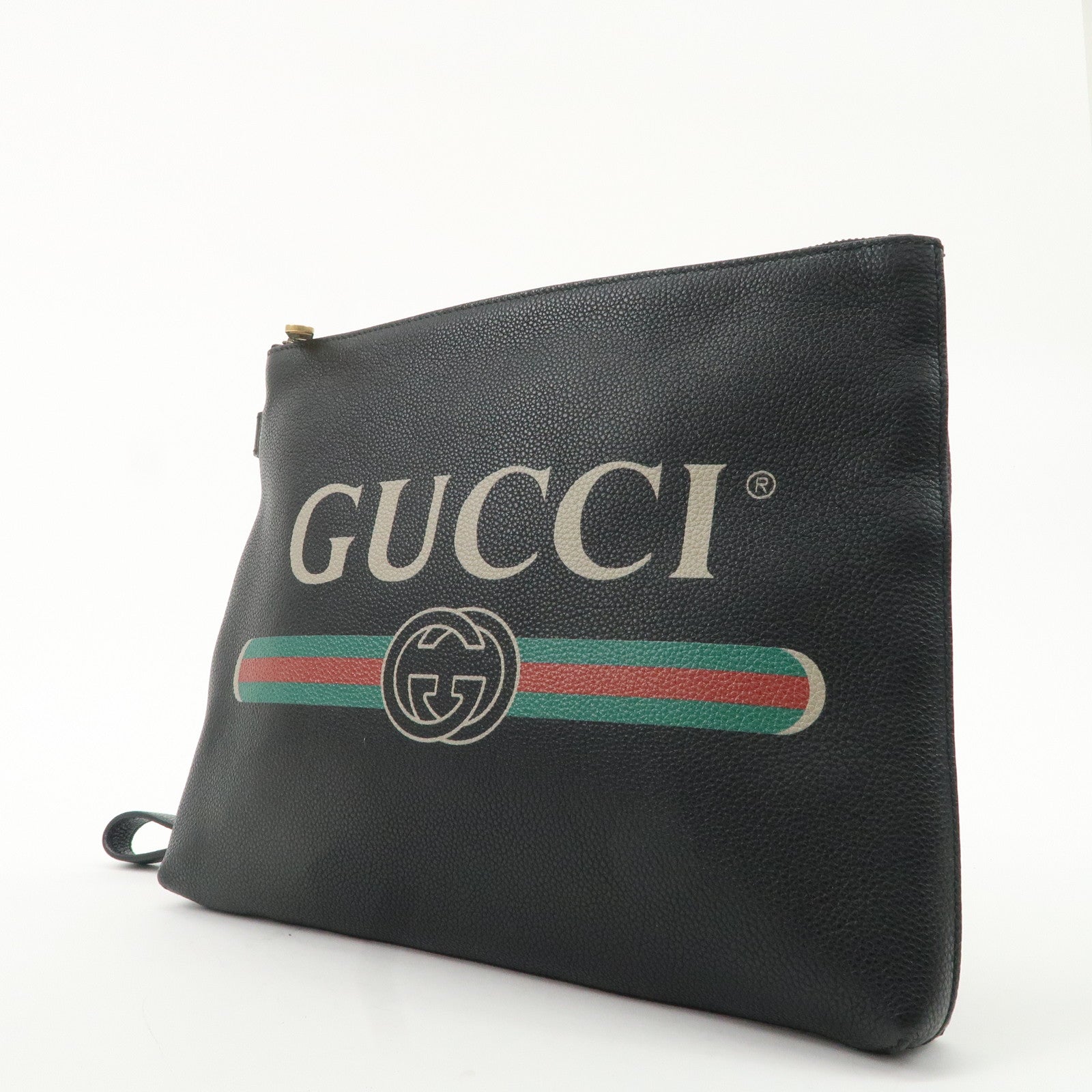 GUCCI Leather Portfolio Medium Clutch Bag Black 572770