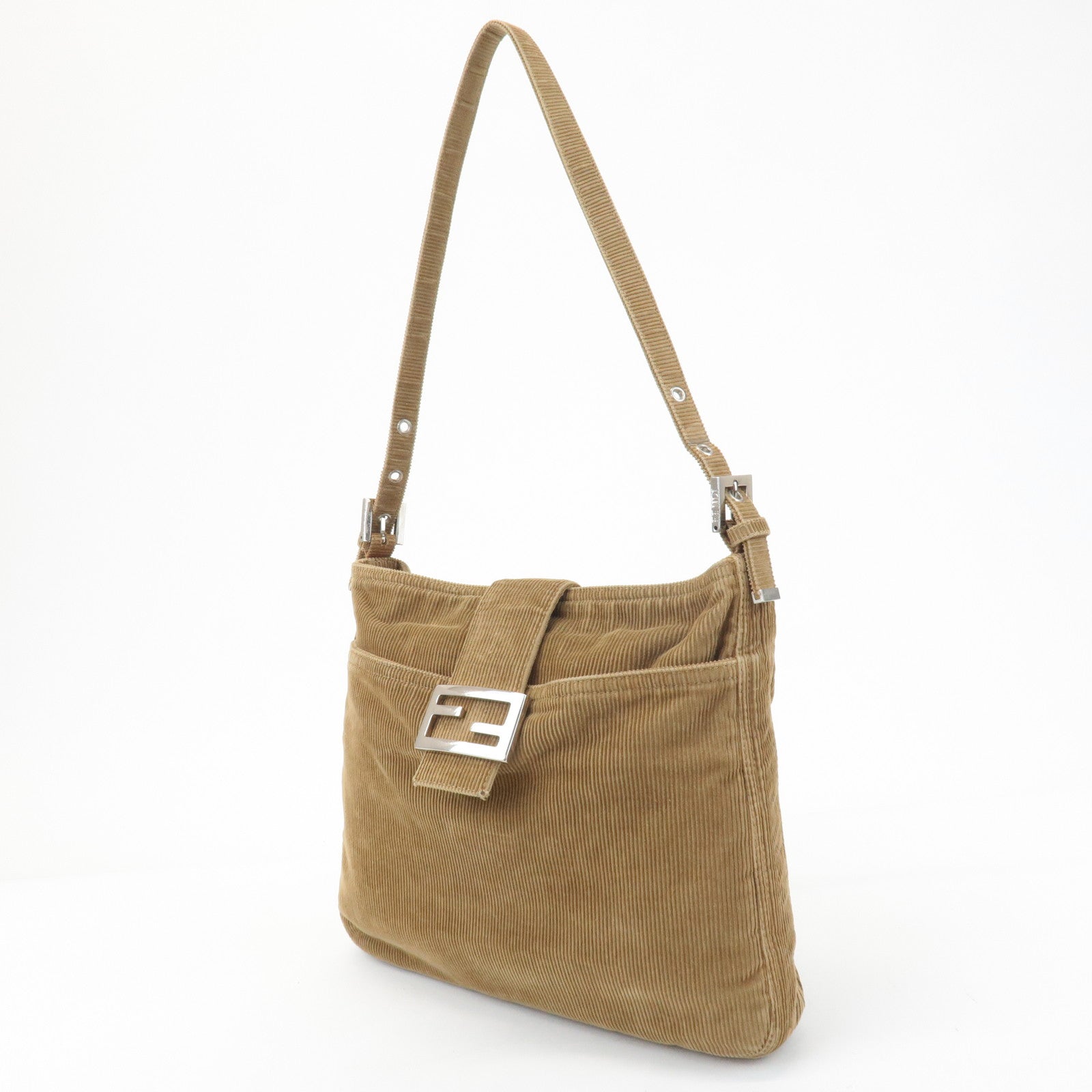 FENDI Corduroy Shoulder Bag Khaki 214526727009