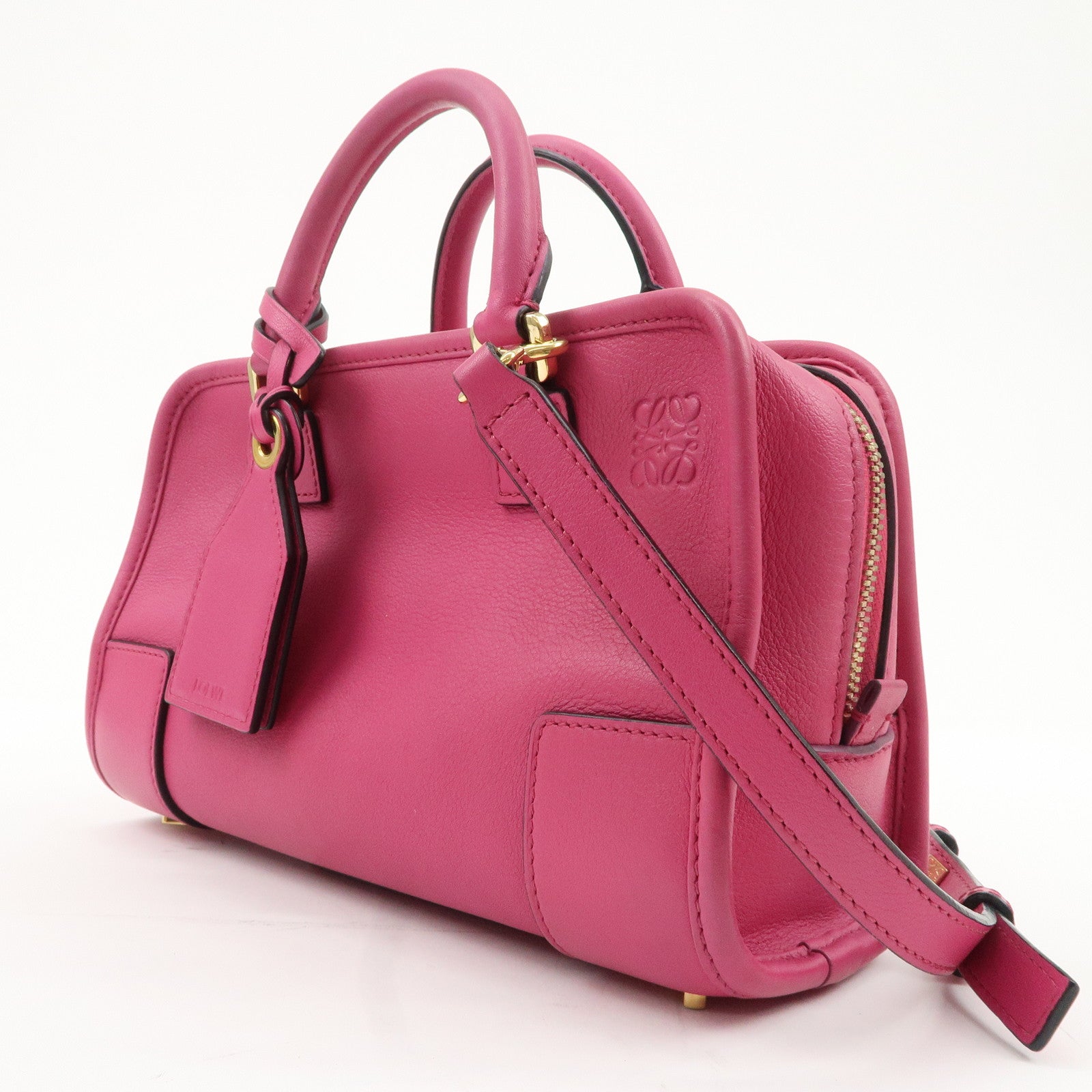 LOEWE Anagram Leather Amazona 23 2Way Shoulder Hand Bag Pink Used