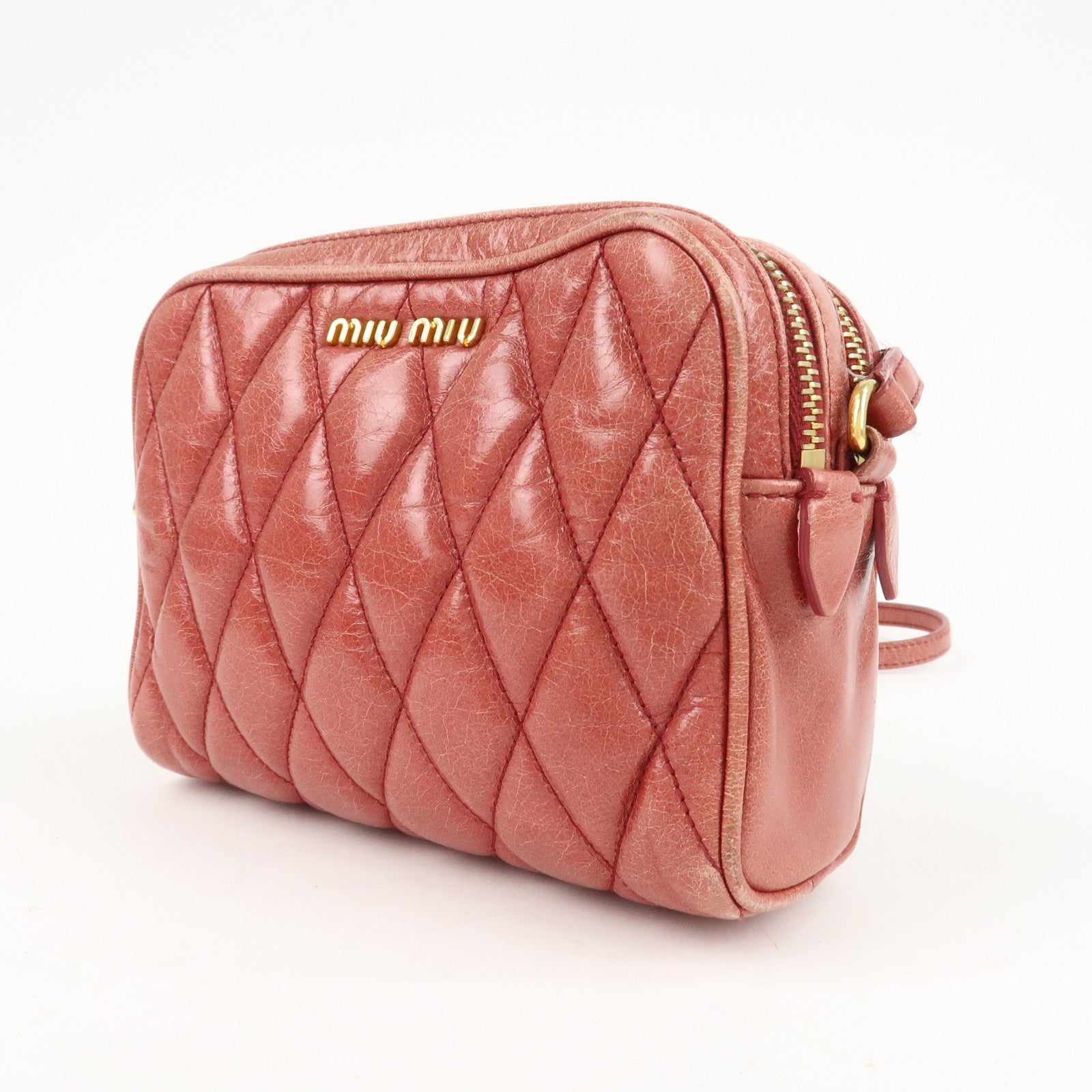 MIU MIU Leather Shoulder Bag Crossbodyb Bag Pink 5BH543