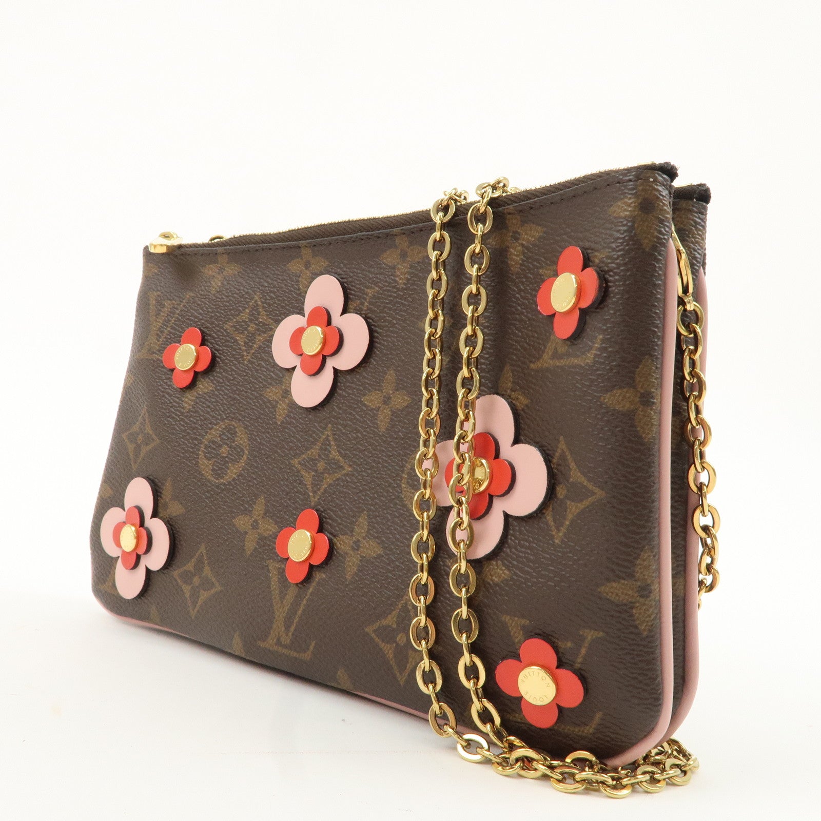 Louis Vuitton Monogram Pochette Double Zip Bag FLower M63905 Used