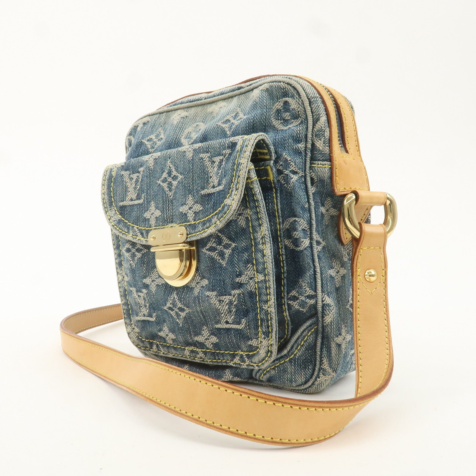 Louis Vuitton Monogram Denim Camera Bag Shoulder Bag Blue M95348