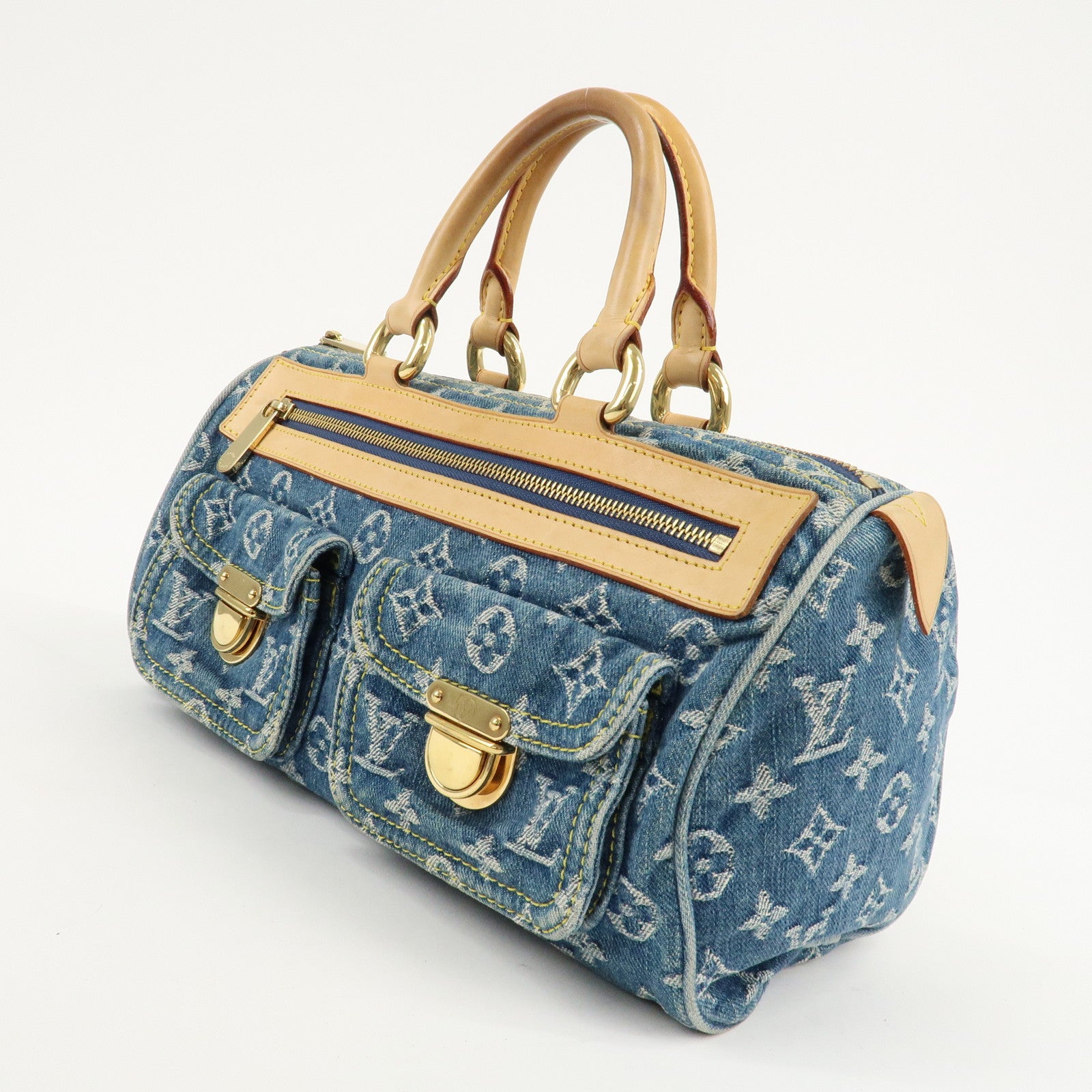 Louis Vuitton Monogram Denim Neo Speedy Boston Bag Blue M95019 Used