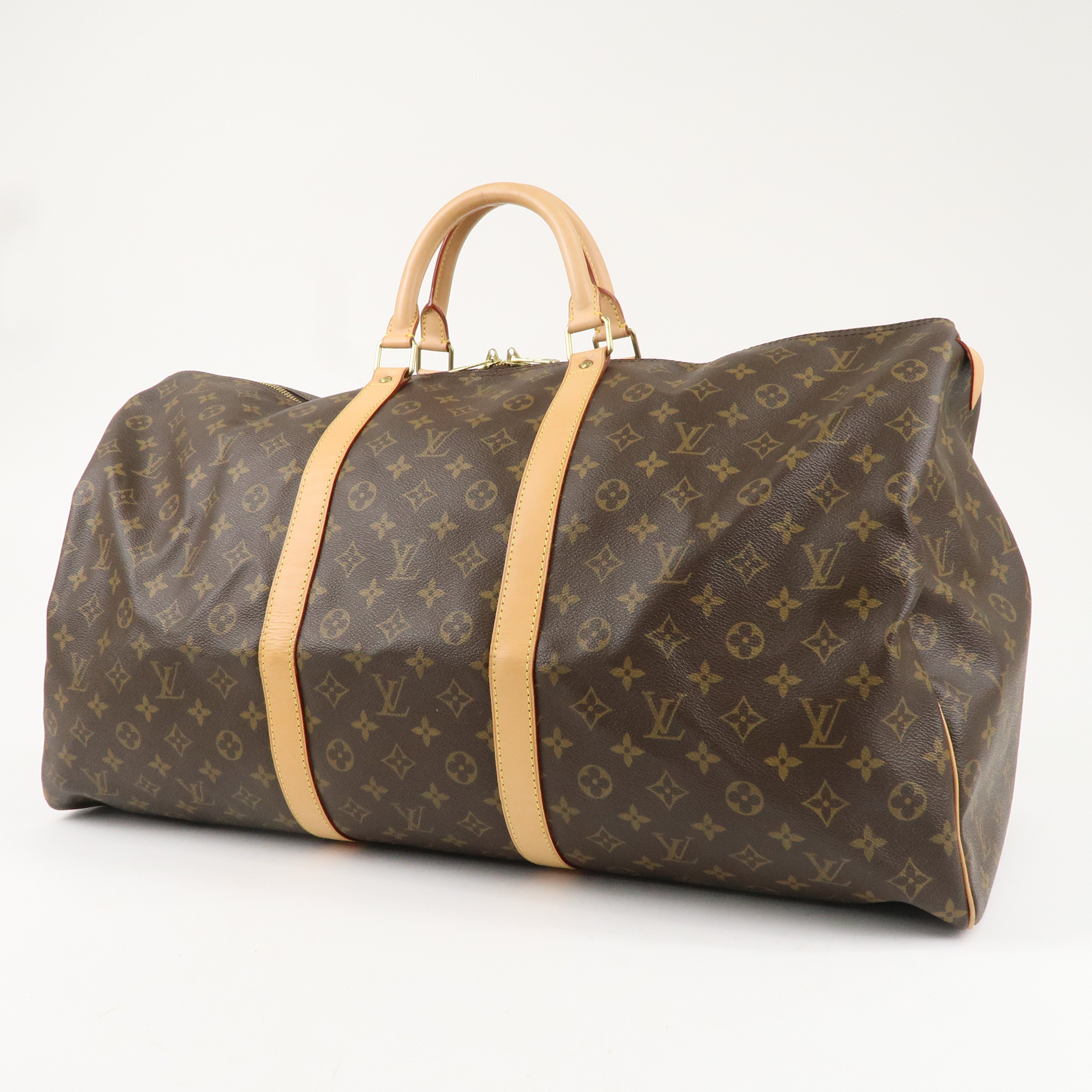 Louis Vuitton Monogram Keepall 60 Boston Bag Brown M42422