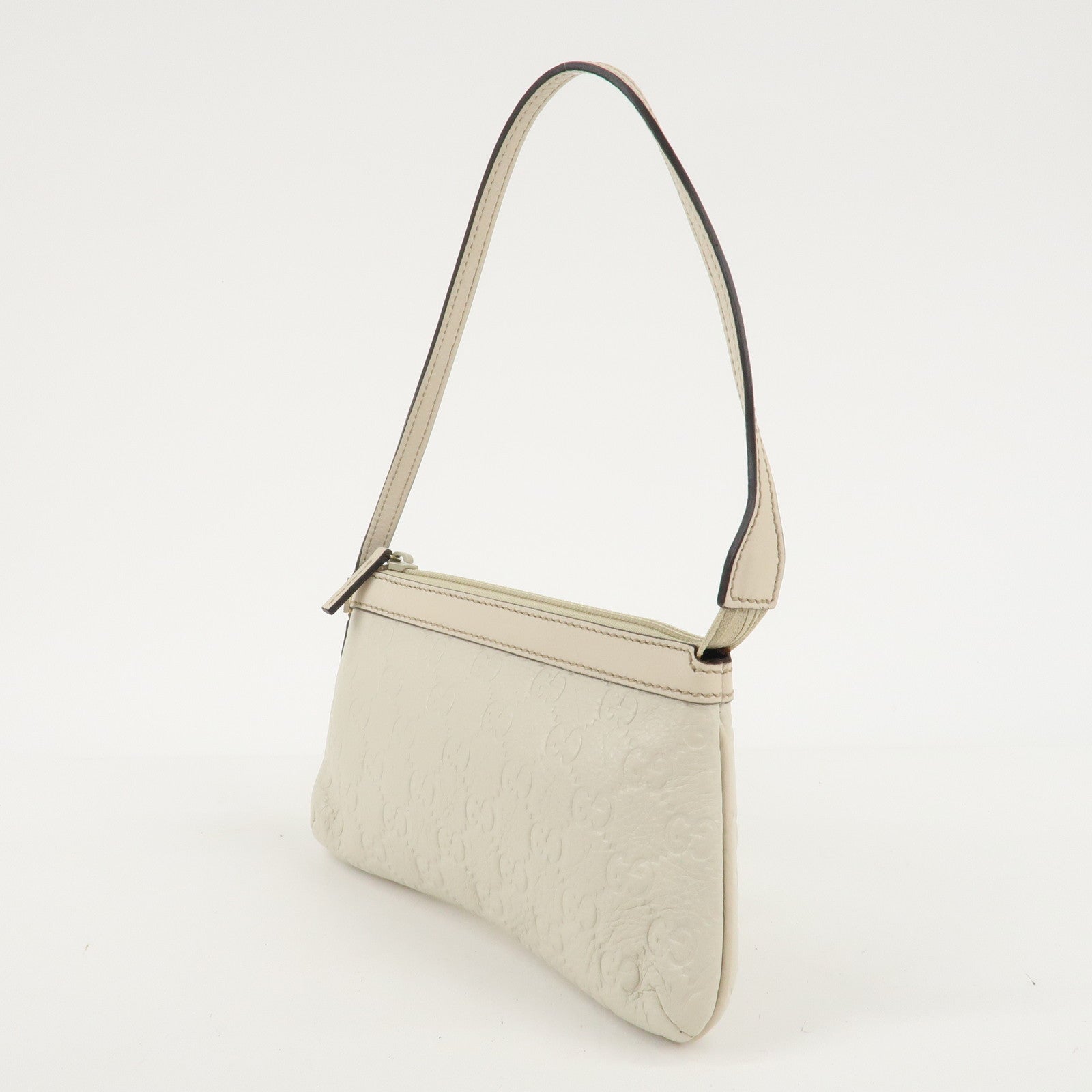 GUCCI Guccissima Leather Pouch Shoulder Bag Ivory 272381 Used