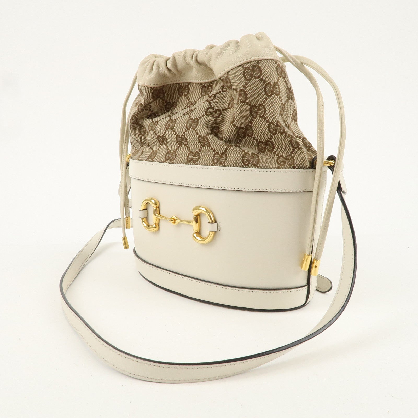 GUCCI Horsebit GG Canvas Leather Shoulder Bag *Outlet 602118