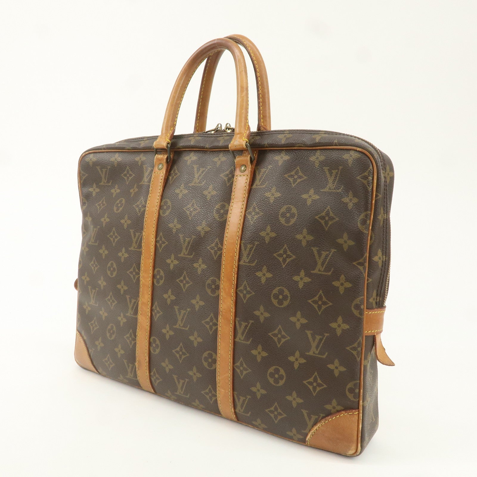 Louis Vuitton Monogram Porte Documents Voyage Bag Brown M53361