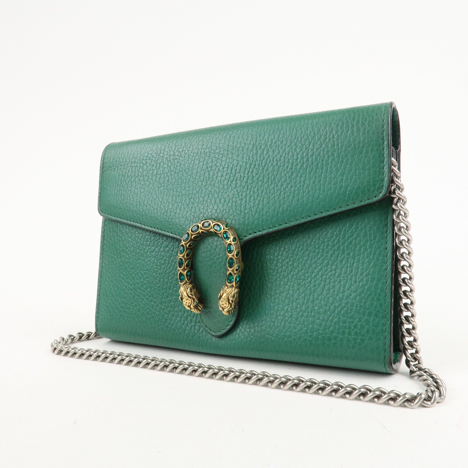 GUCCI Dionysus Leather Chain Shoulder Bag Green 401231 Used