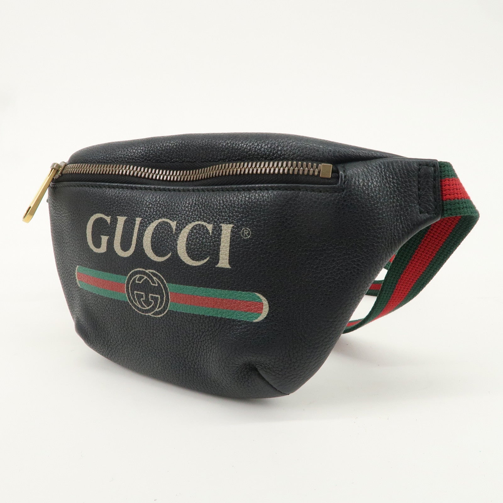 GUCCI Sherry Logo Leather Small Waist Bag Pouch Black 527792