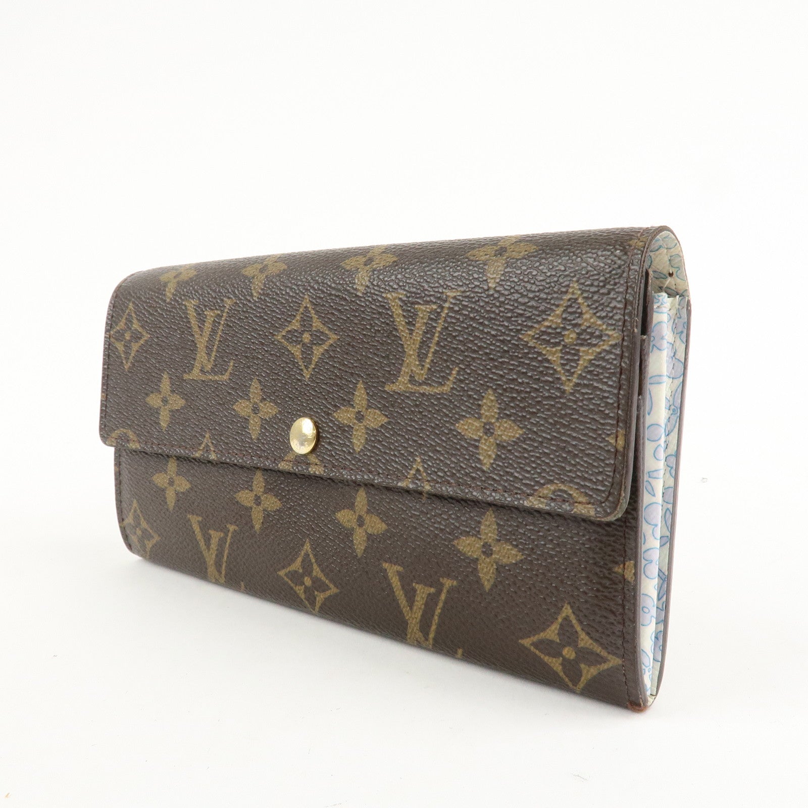 Louis Vuitton Monogram Fleuri Portefeuille Sarah Wallet *initialed Used