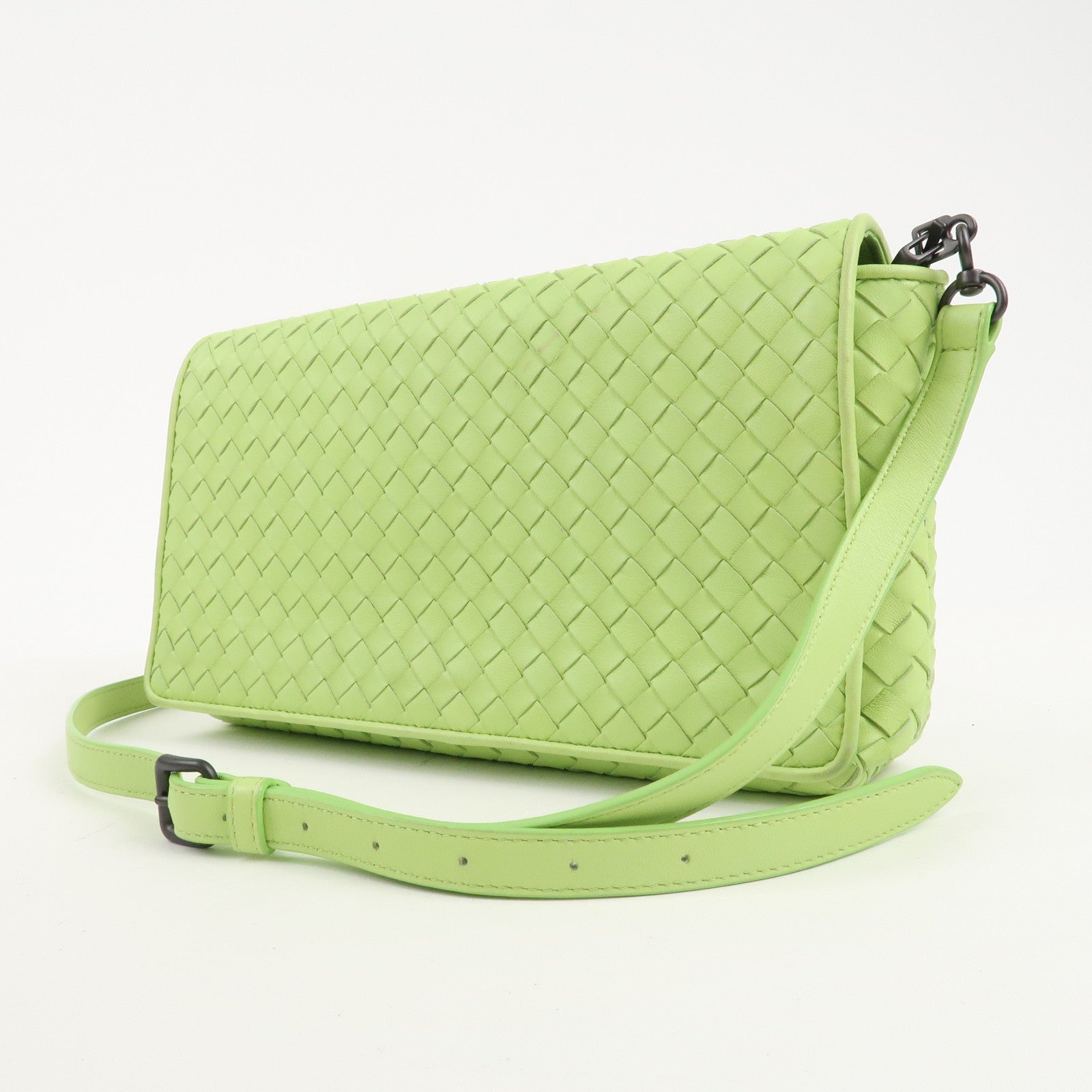 BOTTEGA VENETA Intrecciato Leather Shoulder Bag Light Green