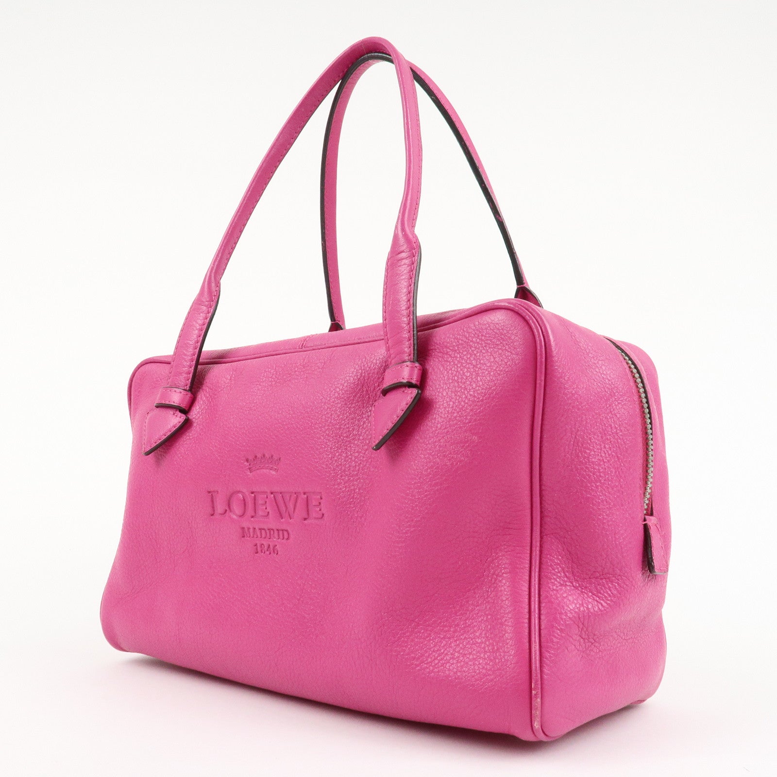 LOEWE Leather Herritage Mini Boston Bag Hand Bag Pink