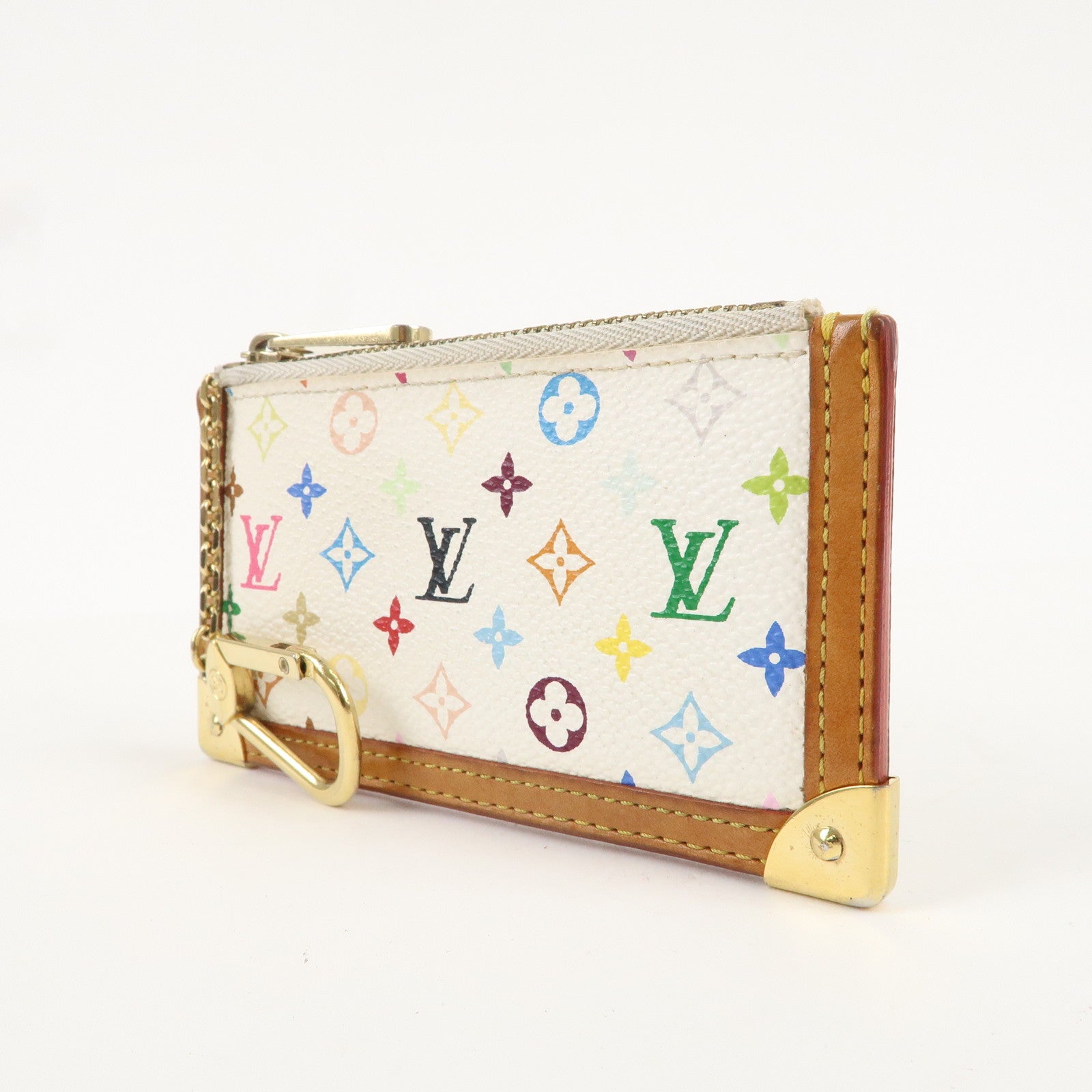 Louis Vuitton Monogram Multicolor Pochette Cles Blanc M92655