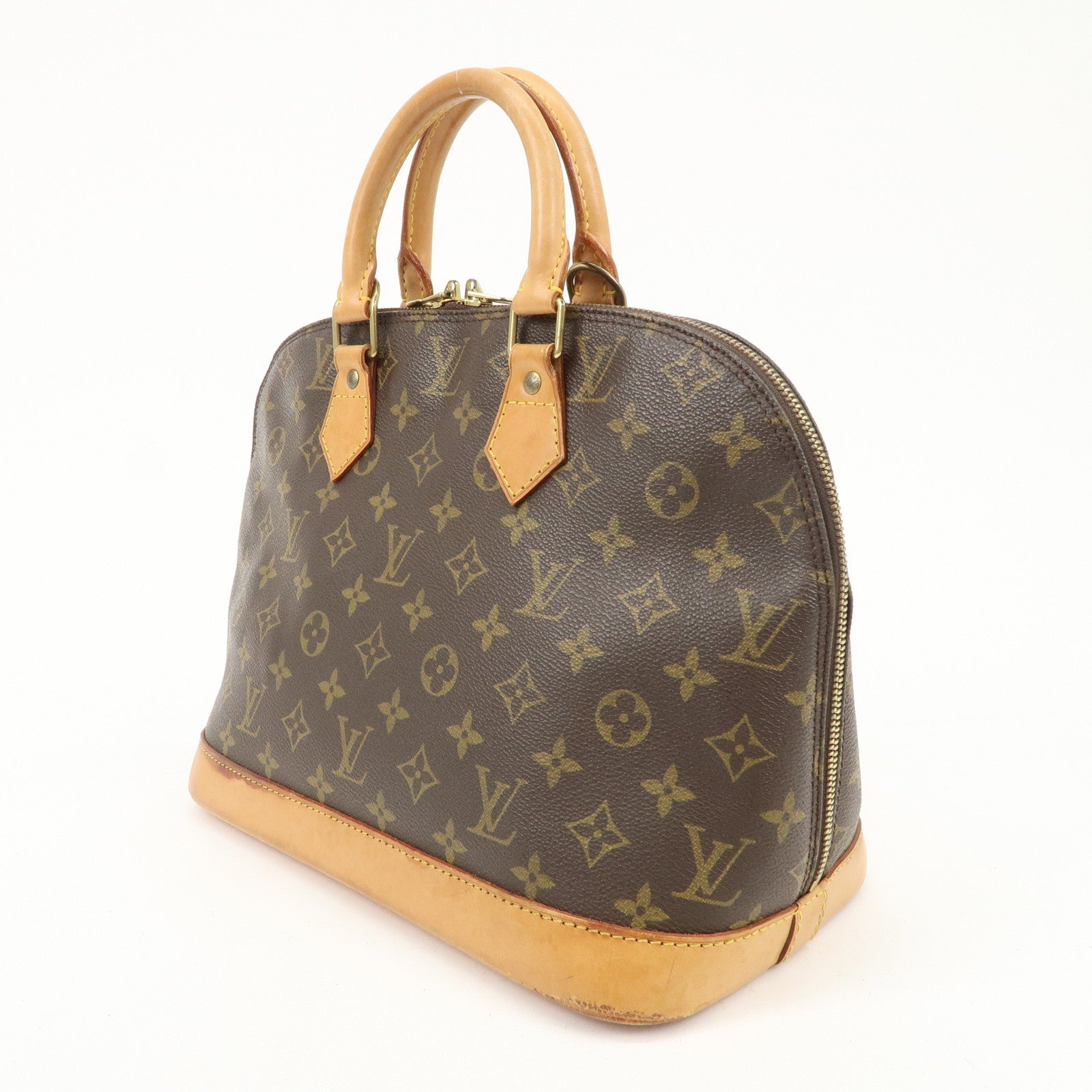 Louis Vuitton Monogram Alma Hand Bag Brown Gold Hardware M511300 Used