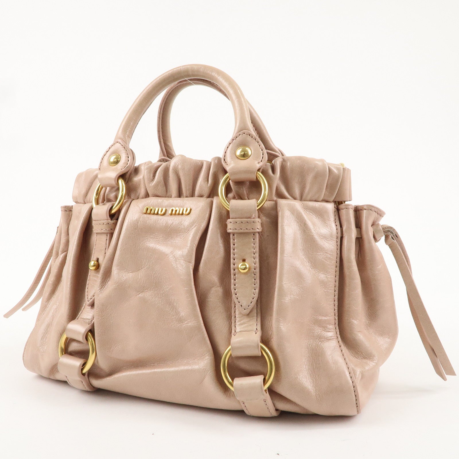 MIU MIU Leather 2WAY Bag Hand Bag Shoulder Bag Pink