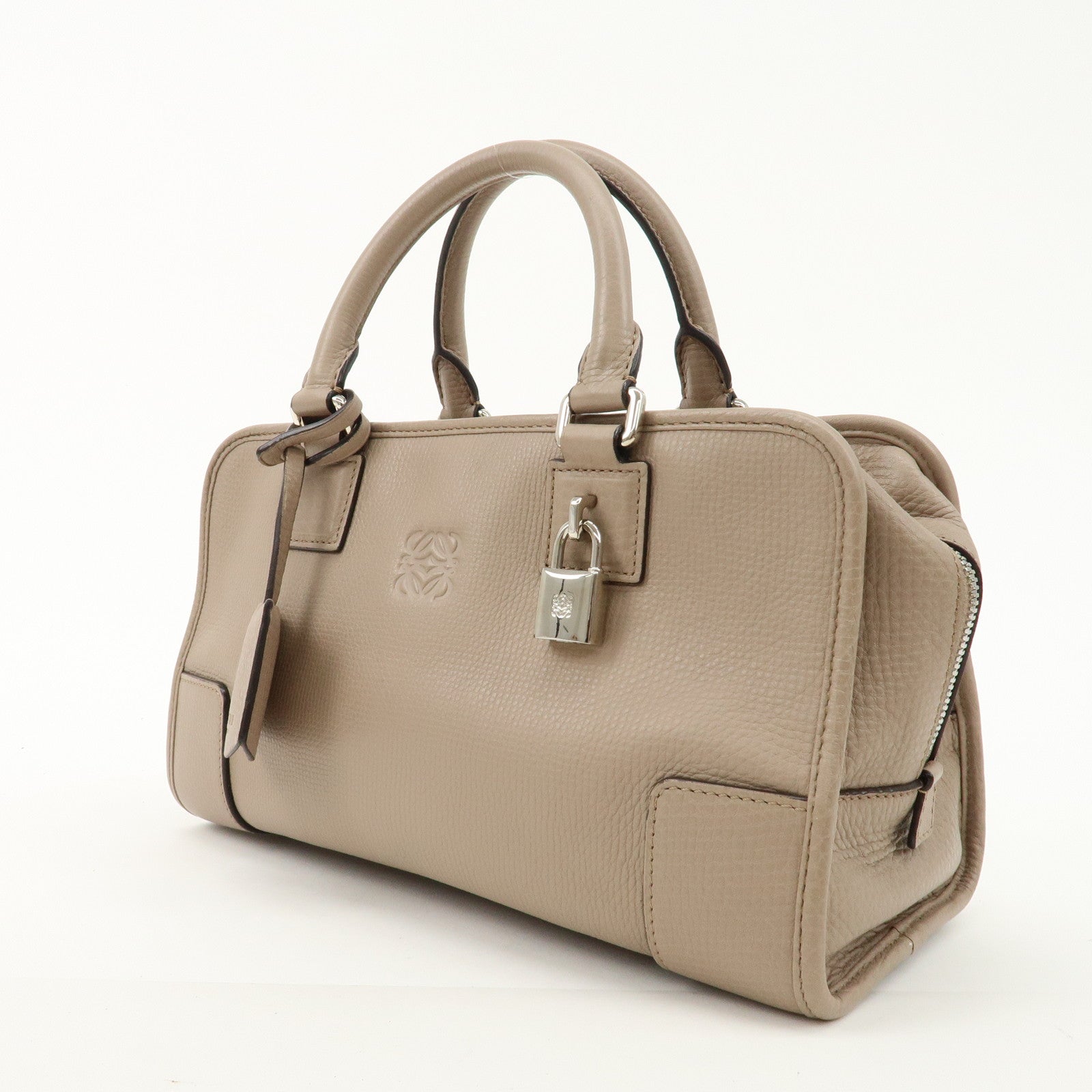 LOEWE Anagram Leather Amasona28 Hand Bag  Greige