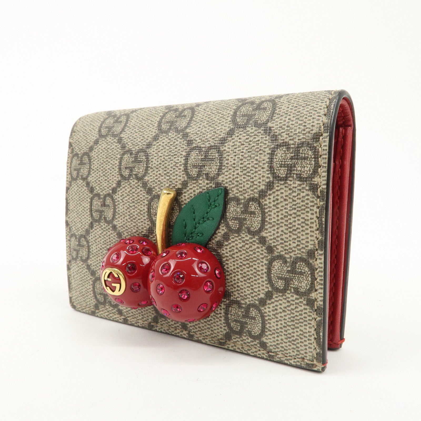 GUCCI Cherry Interlocking G GG Supreme Compact Wallet 476050