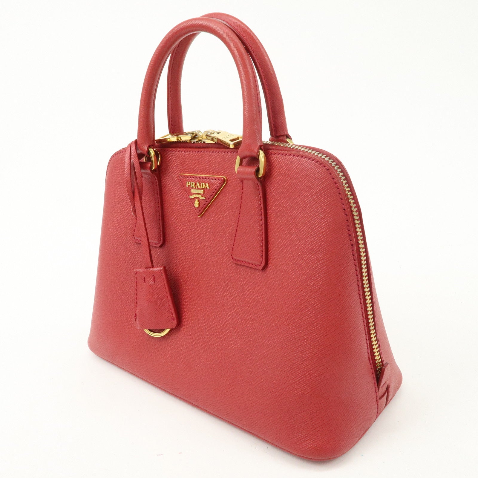 PRADA Promenade Saffiano Leather 2Way Shoulder Bag Red BL0838 Used