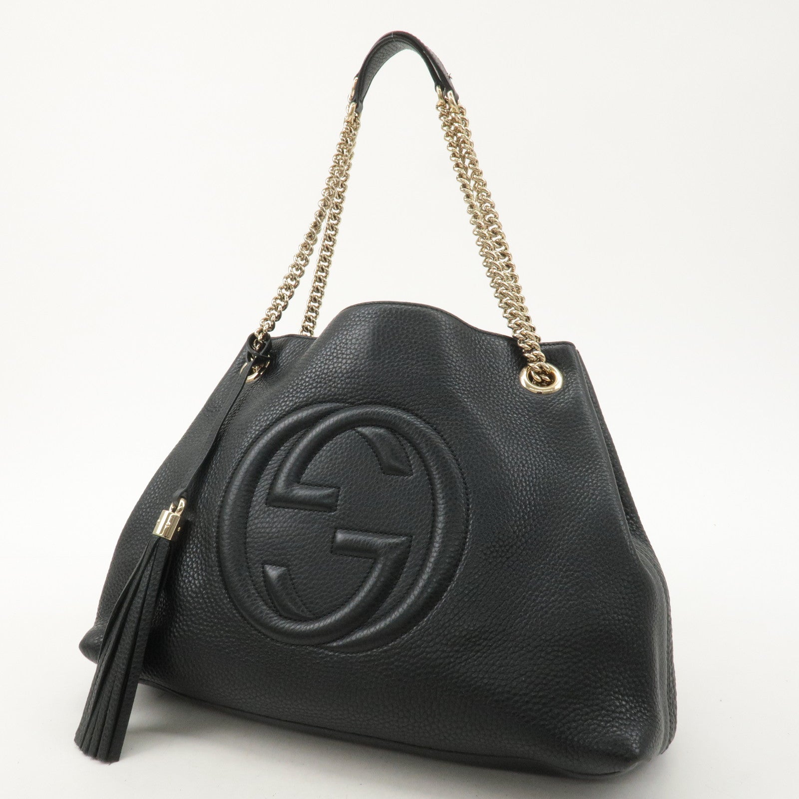 GUCCI SOHO Leather Chain Shoulder Bag Black 308982