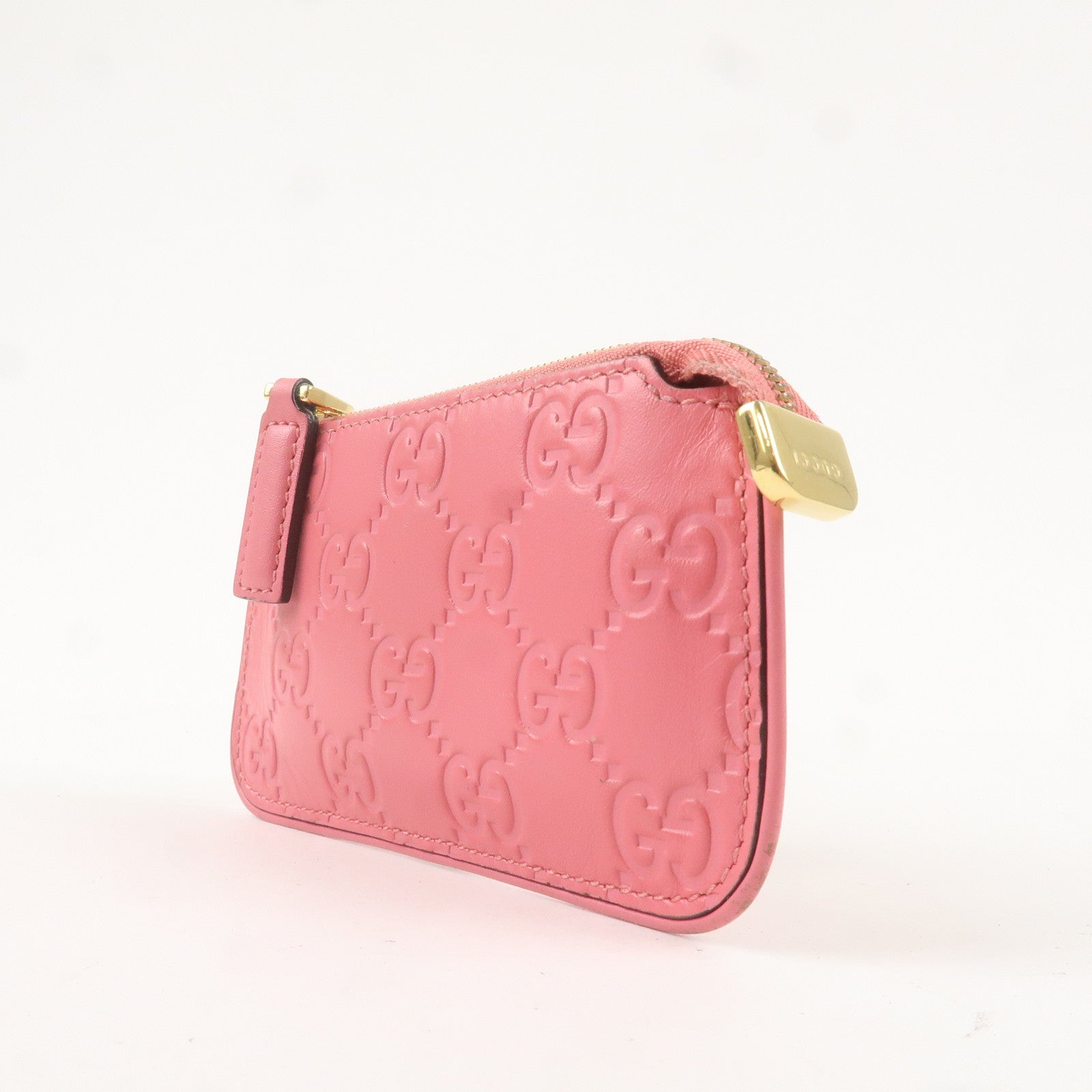 GUCCI Guccissima Leather Coin Case Wallet Pink 233183