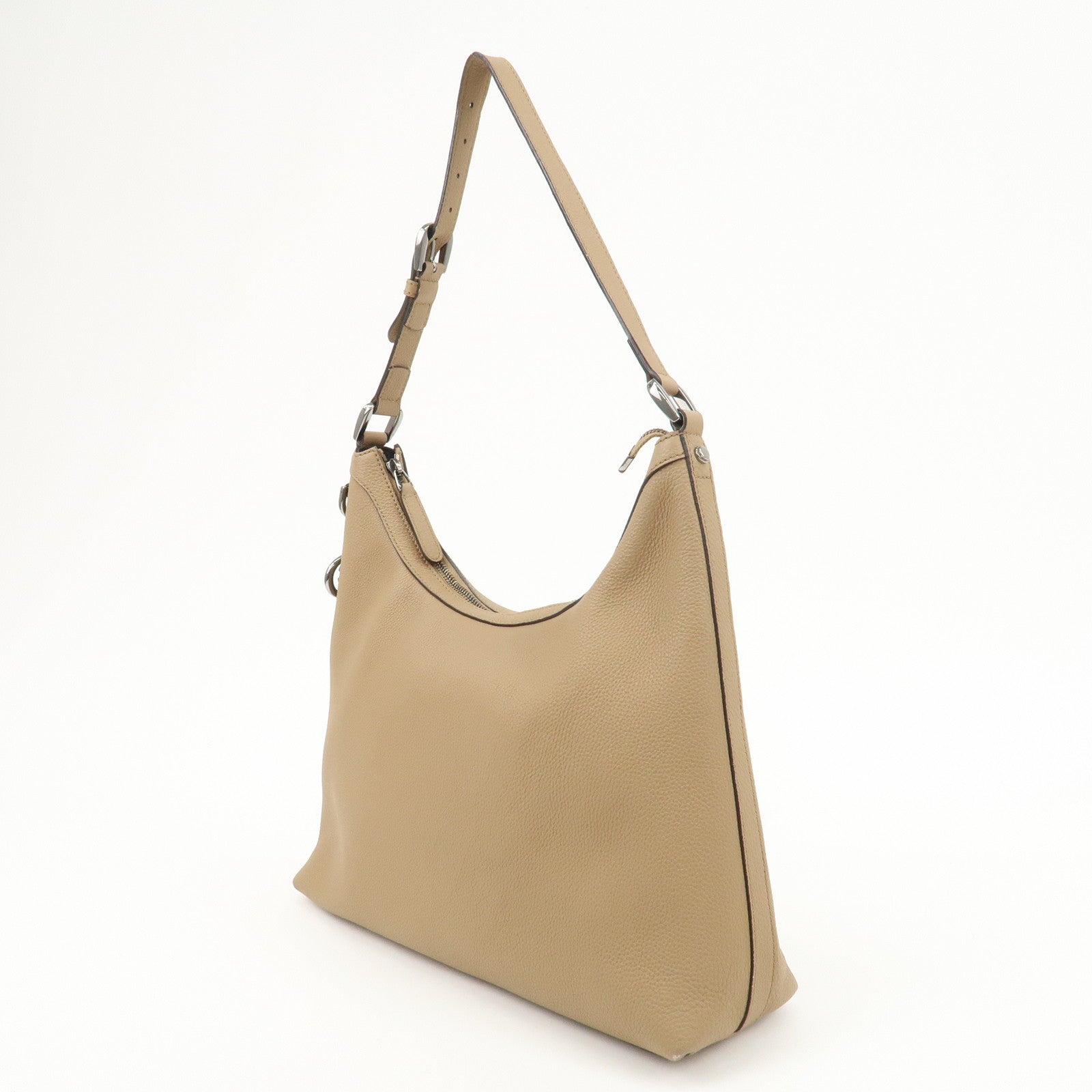 GUCCI Interlocking G Leather Shoulder Bag Beige 339558