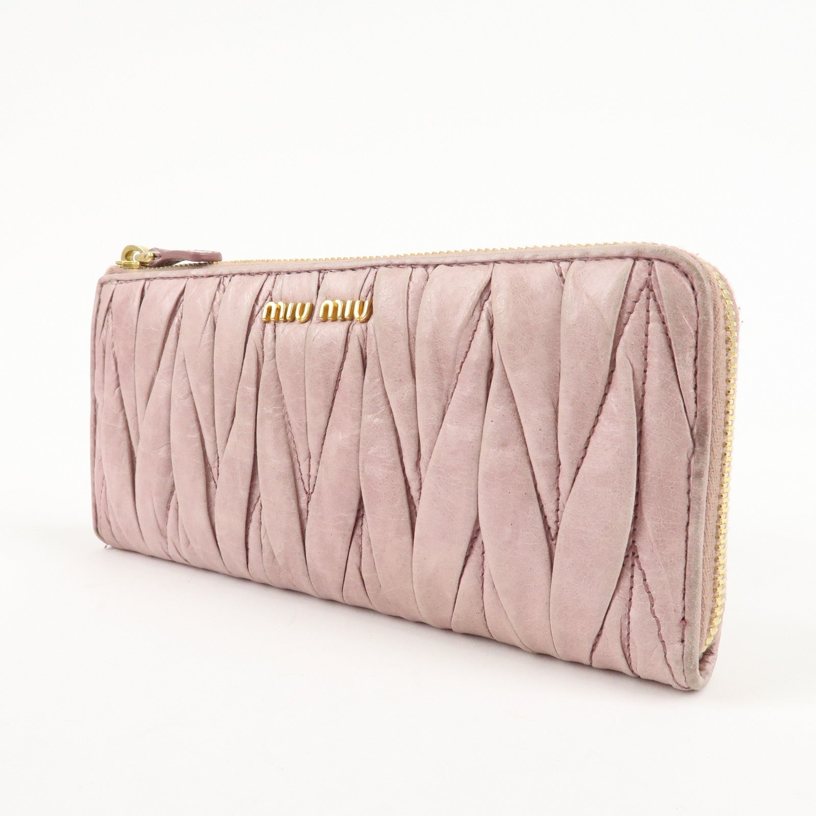 MIU MIU Matelasse Set of 2 Long Wallet Pink 5M1109 5M1183 Used