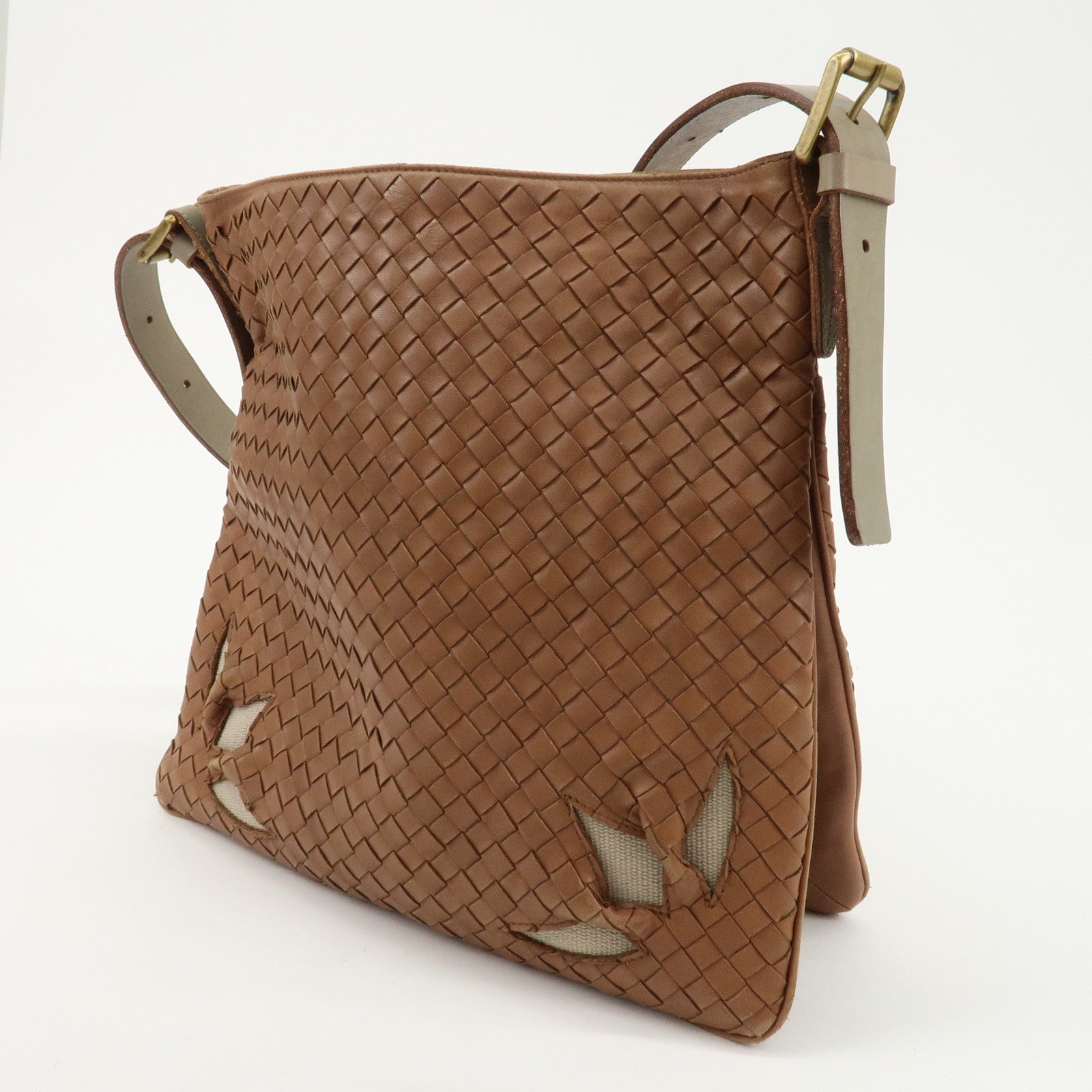 BOTTEGA VENETA Intrecciato Leather Shoulder Bag Brown