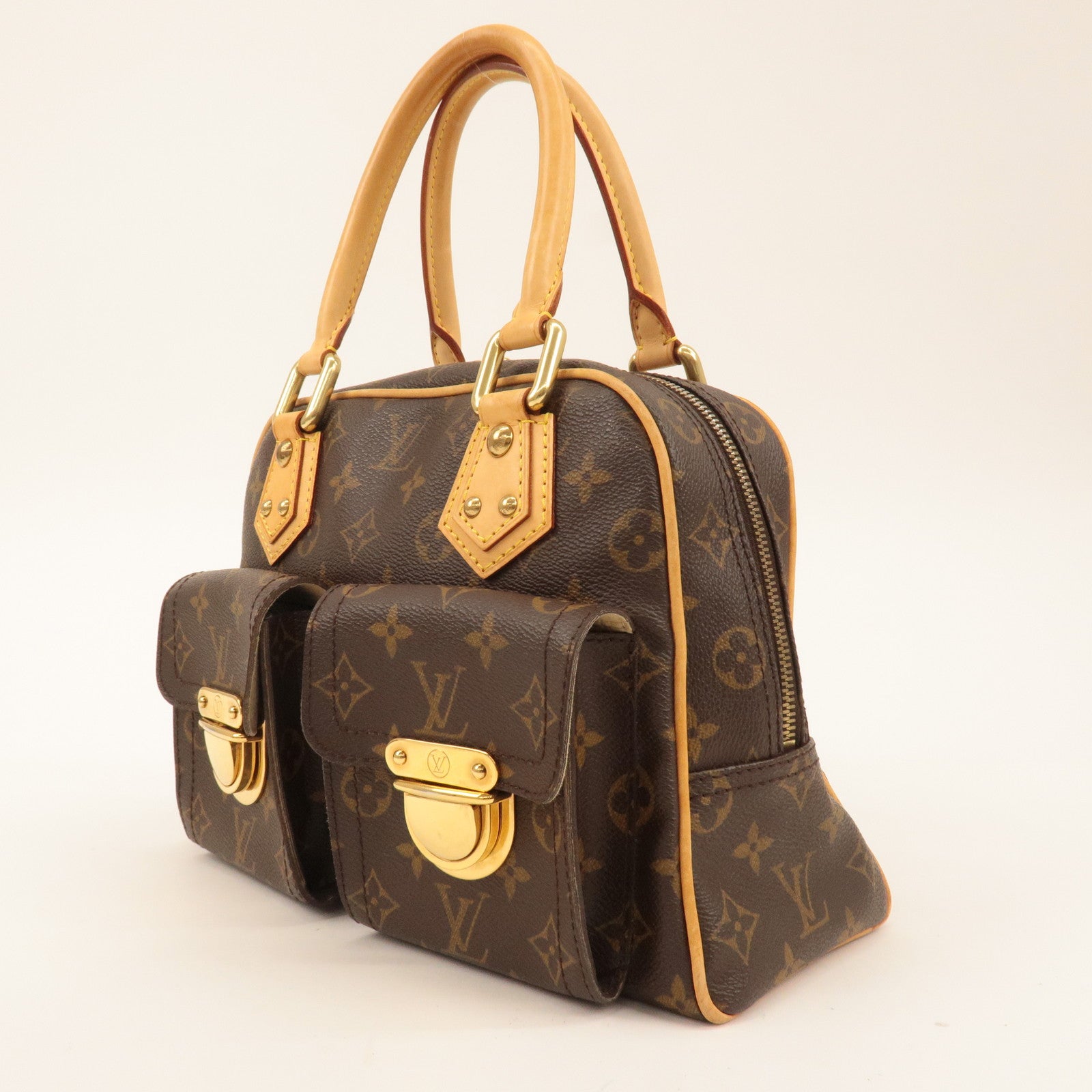 Louis Vuitton Monogram Manhattan PM Hand Bag Brown M40026