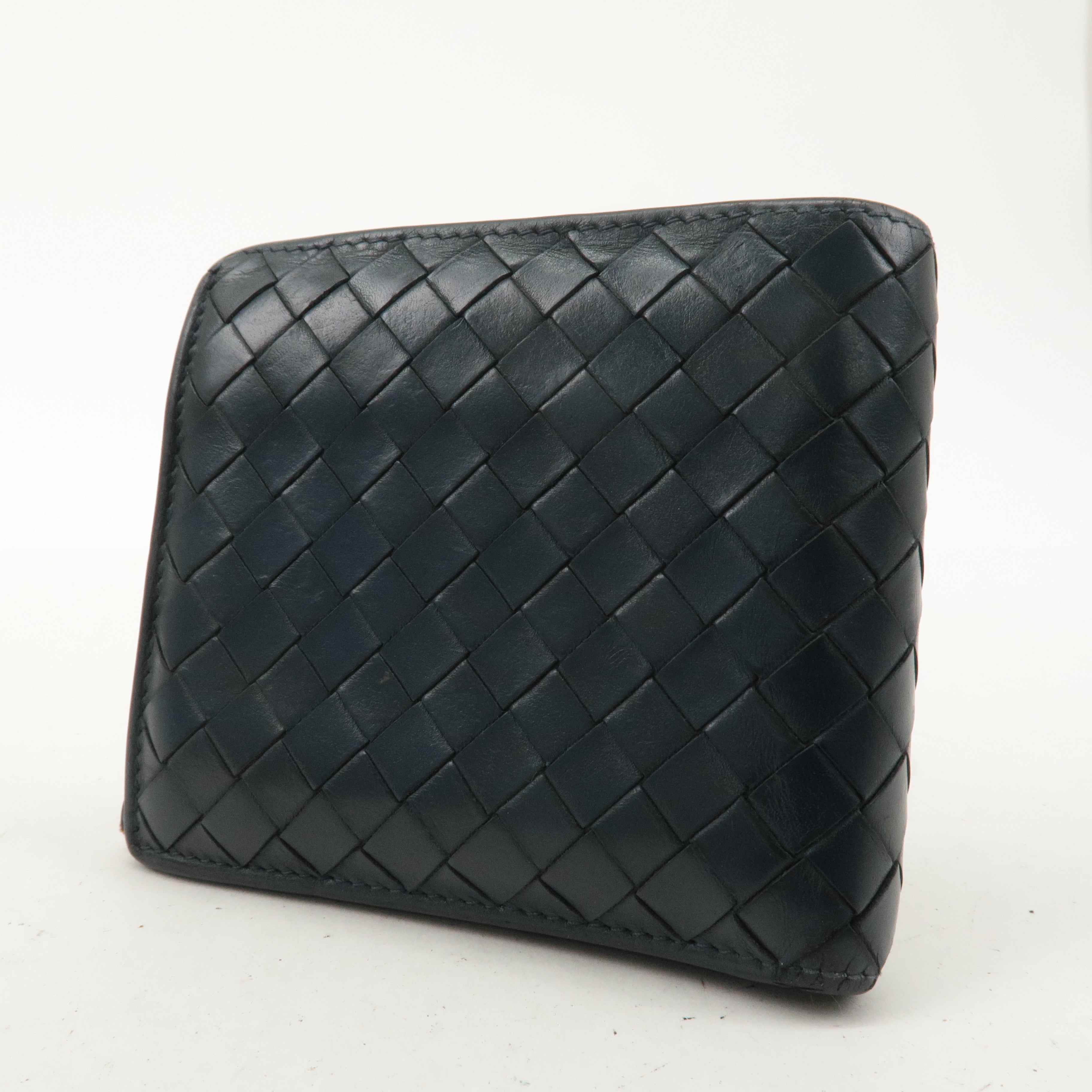 BOTTEGA VENETA Set of 2 Intrecciato Leather Wallet Navy Black