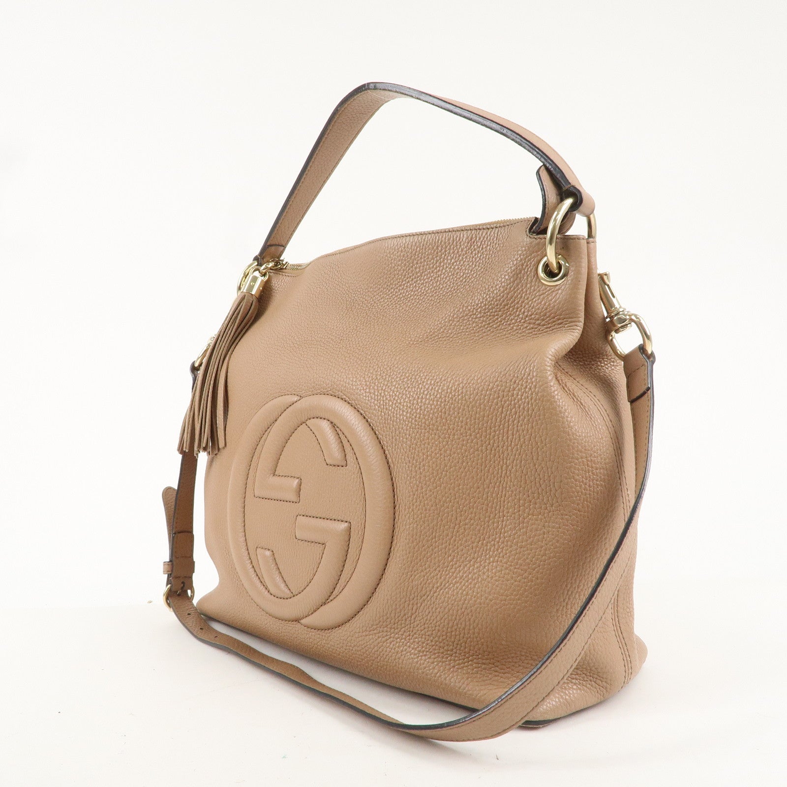 GUCCI SOHO Leather 2Way Shoulder Bag Hand Bag Beige 536194