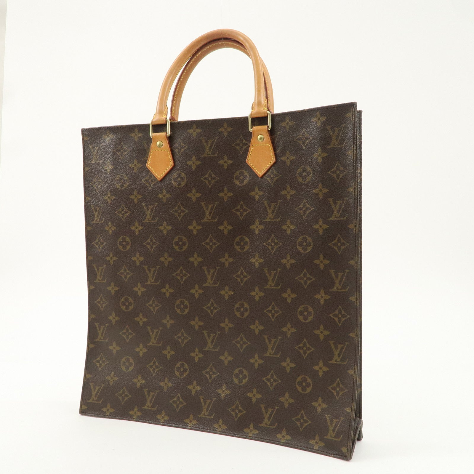 Louis Vuitton Monogram Sac Plat Hand Bag Brown M51140